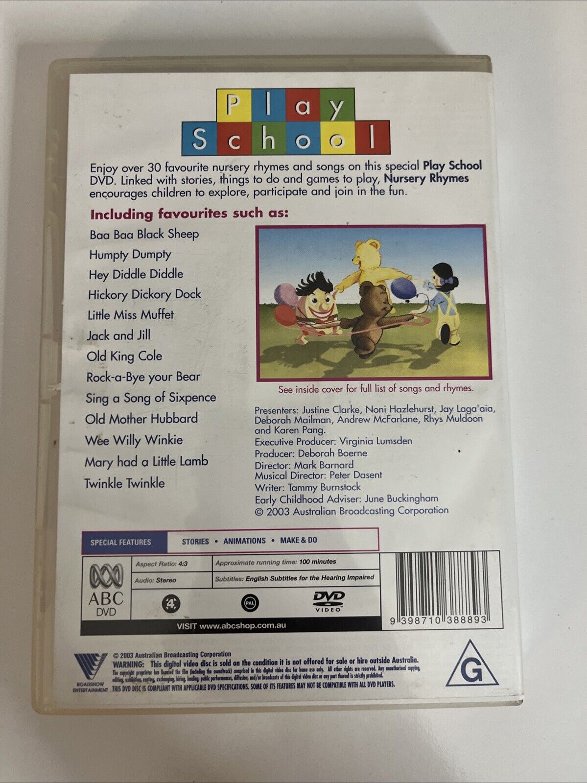 Play School Nursery Rhymes (DVD, 2001) ABC Kids  Region 4