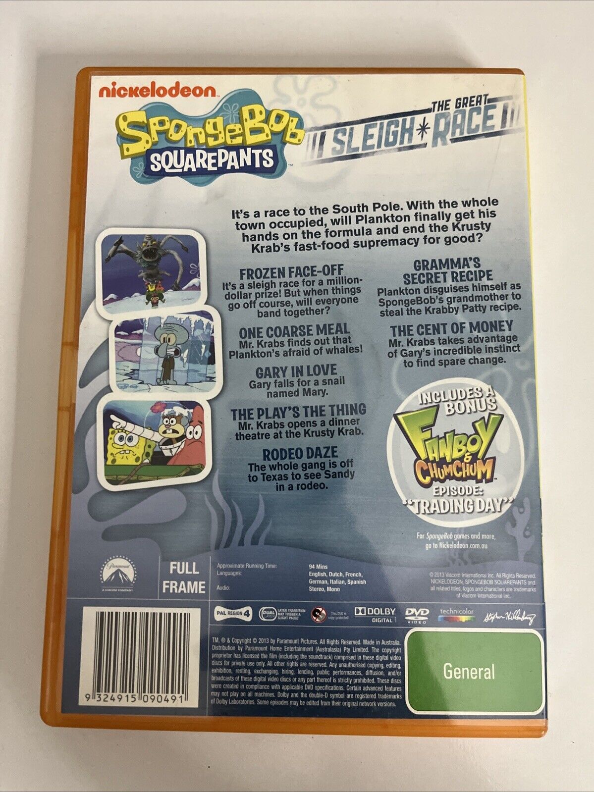 Spongebob SquarePants The Great Sleigh Race (DVD, 2011) Animation Region 4