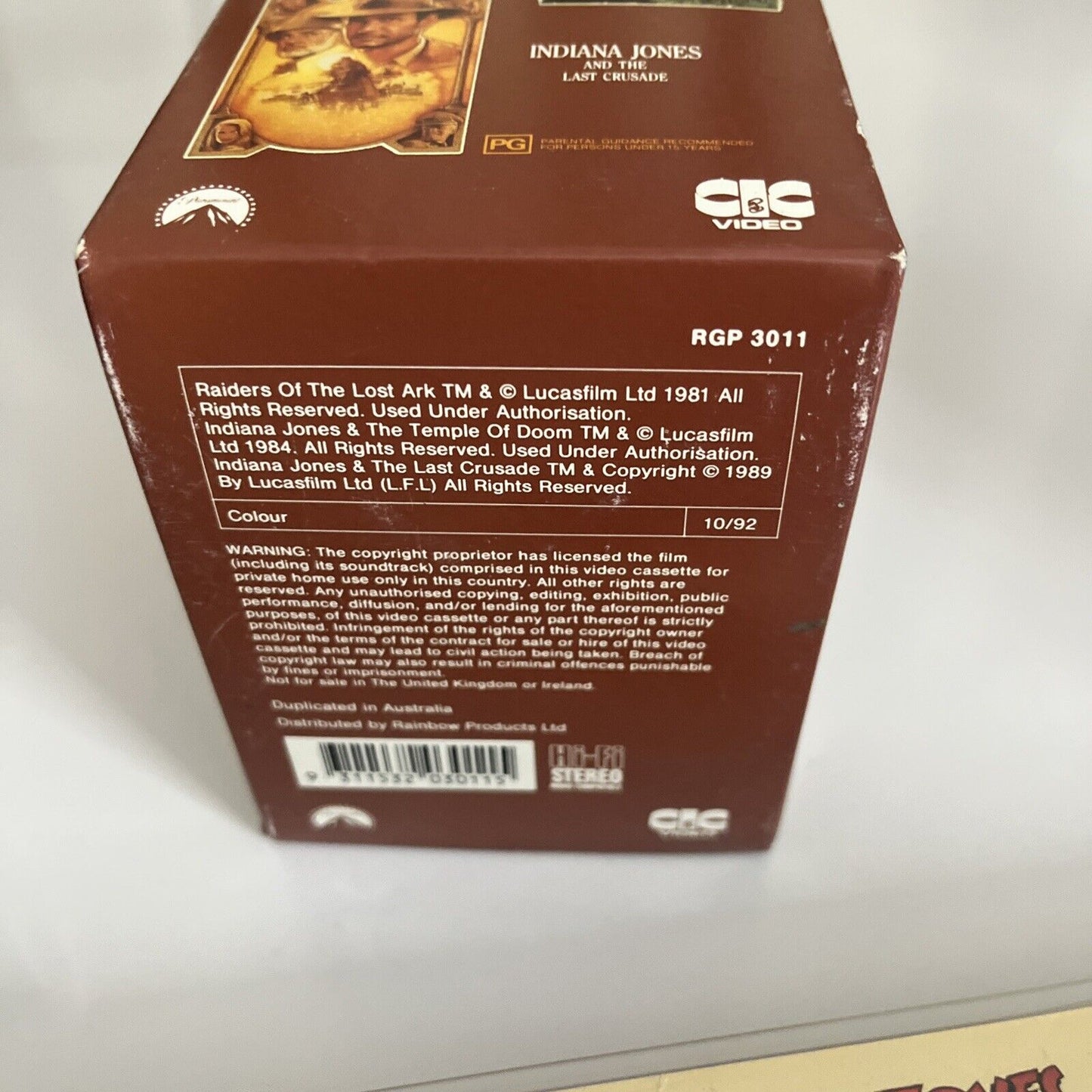 The Indiana Jones Collector's Edition VHS Video Box Set PAL 3 Movies