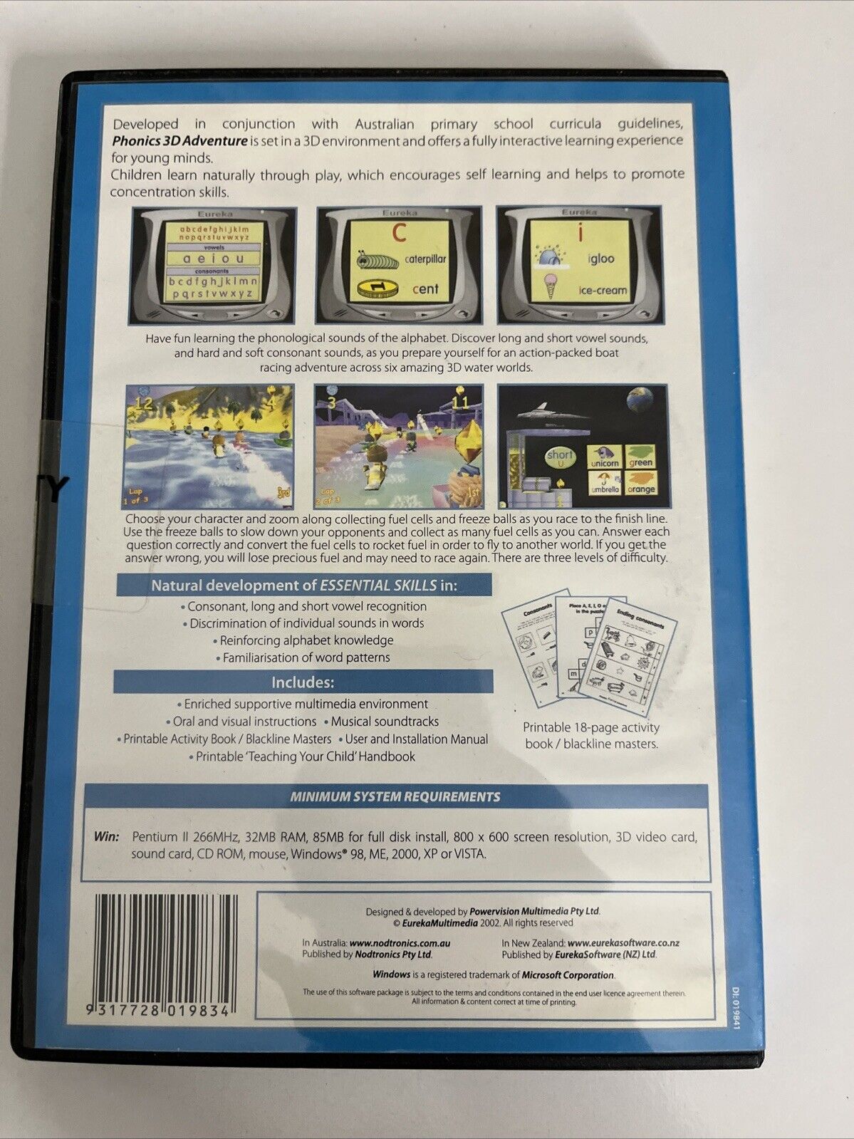 Phonics 3D Adventure PC Windows Australian Educational Game NEW