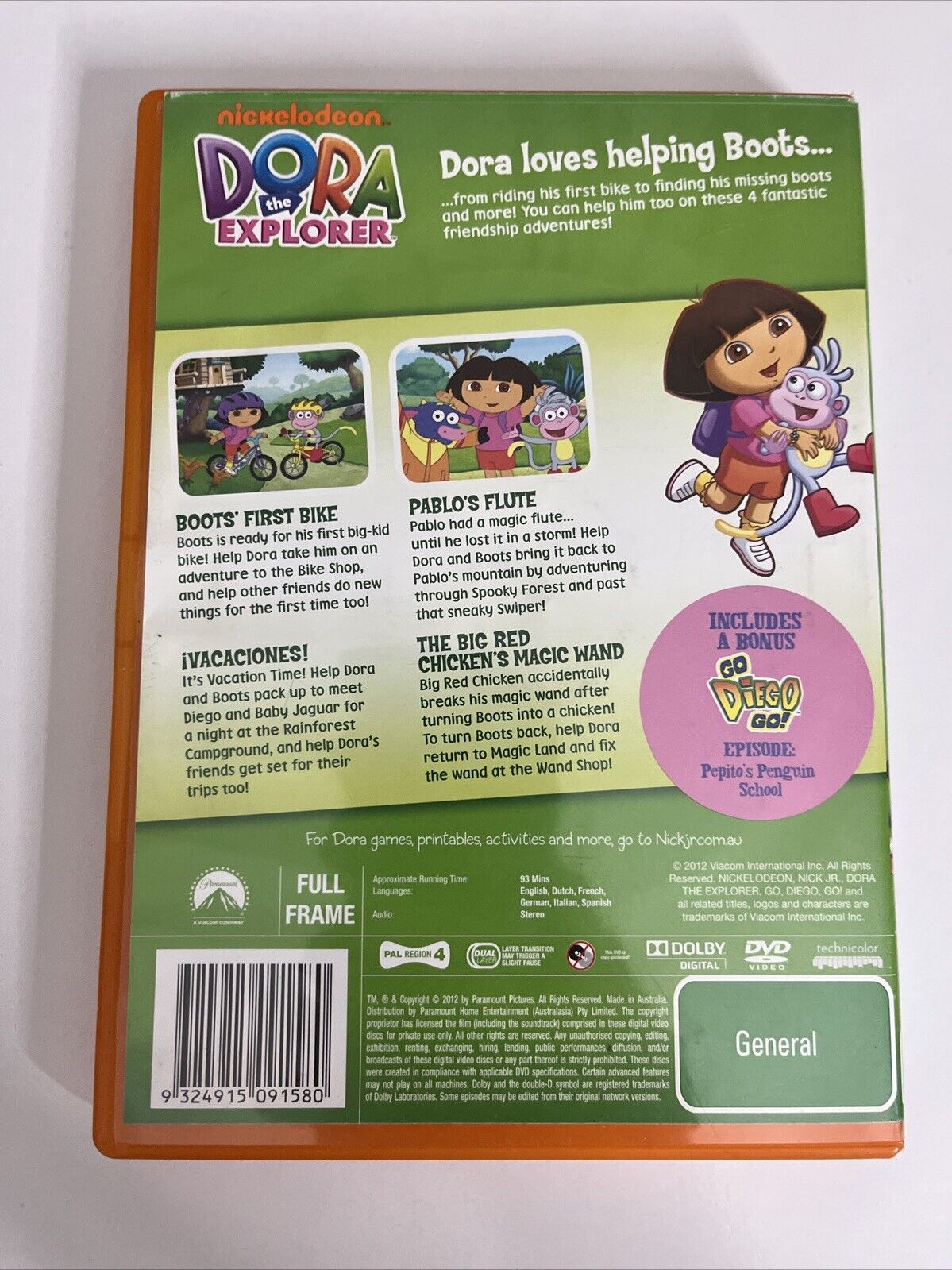 Dora the Explorer First Bike (DVD, 2011) Nickelodeon Animation Region 4