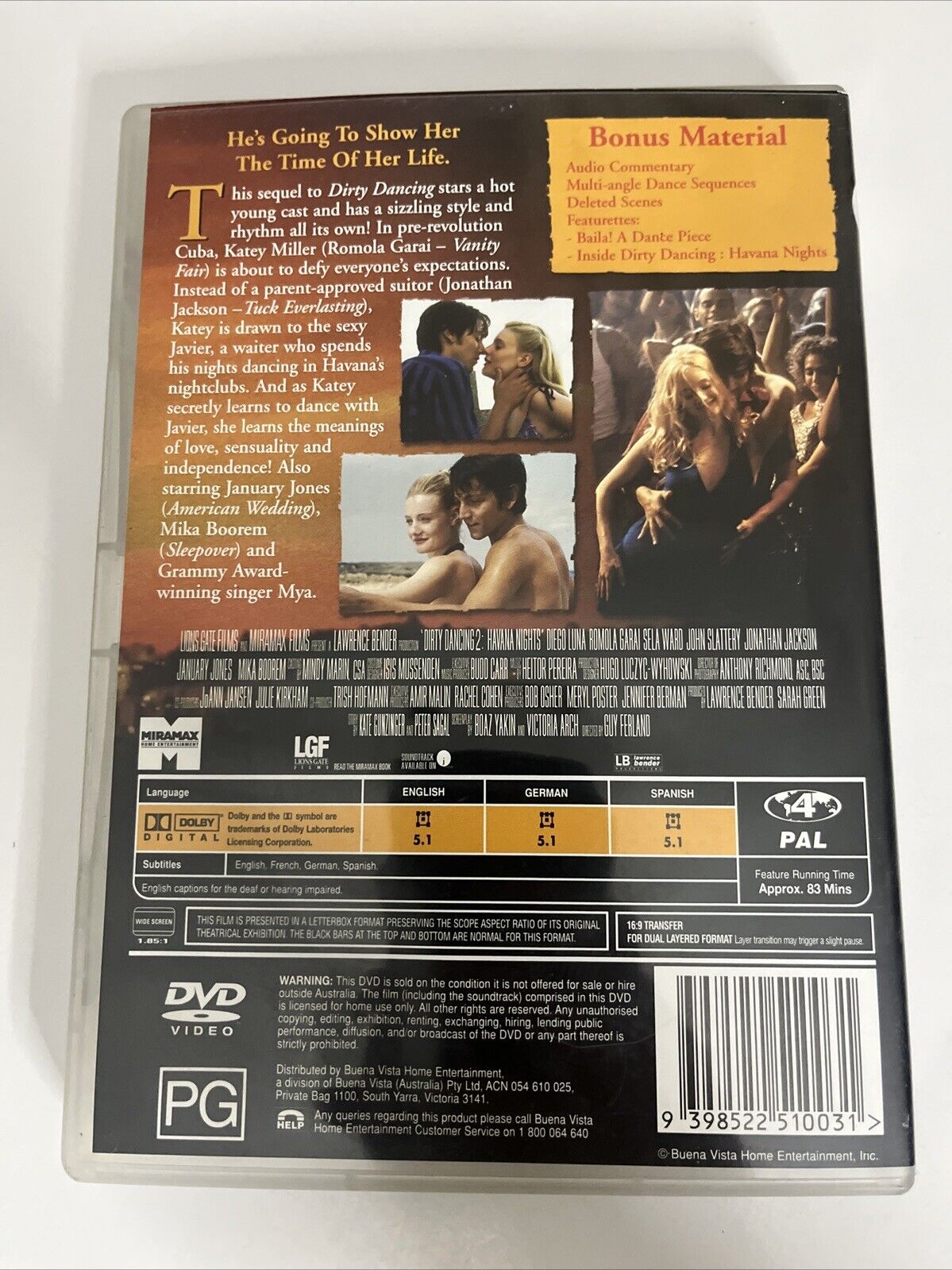 Dirty Dancing Havana Nights (DVD, 2004) Diego Luna, Romola Garai  Region 4