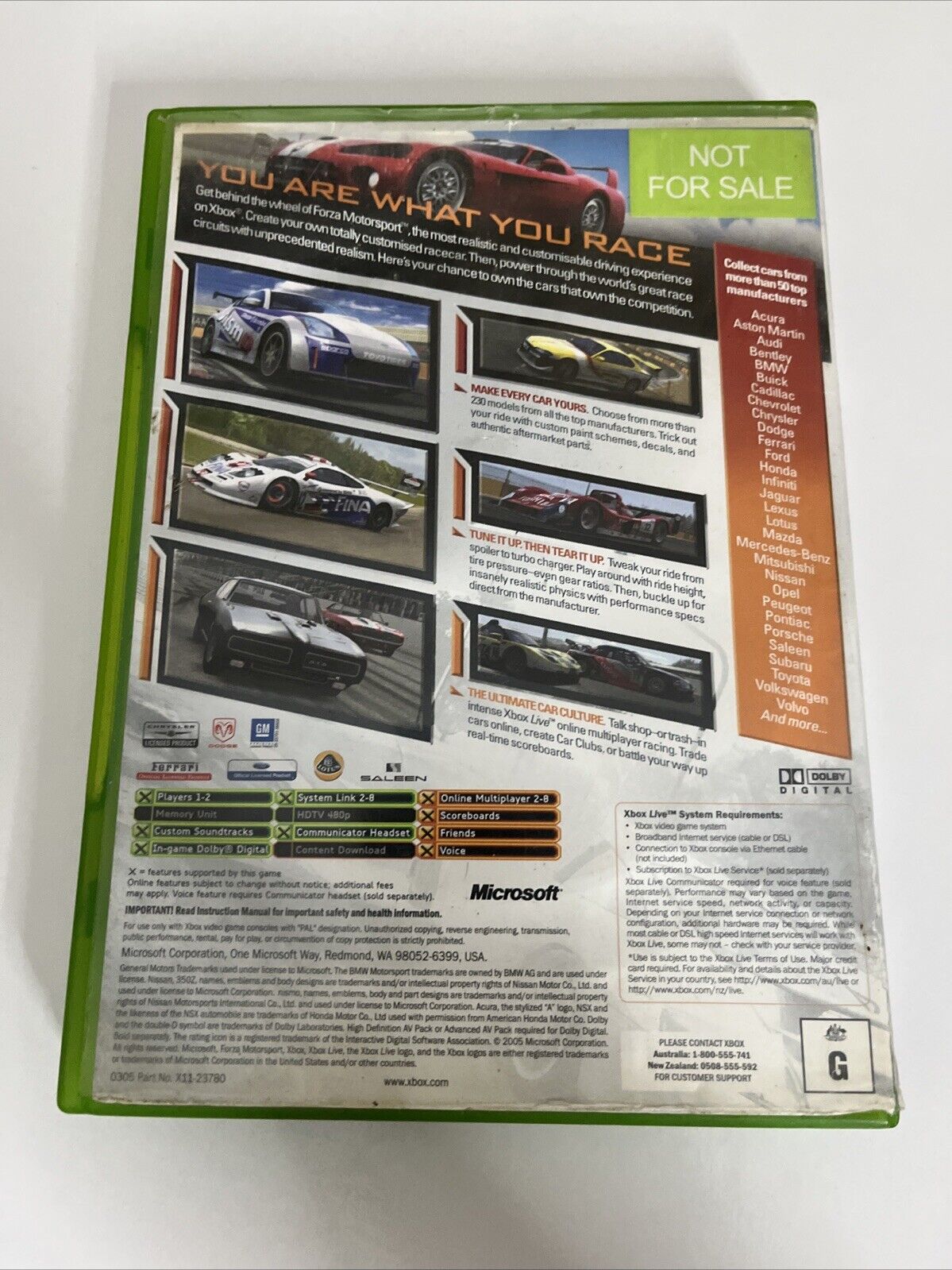 Forza Motorsport 1 Microsoft XBOX PAL Original Car Racing 2005 Game