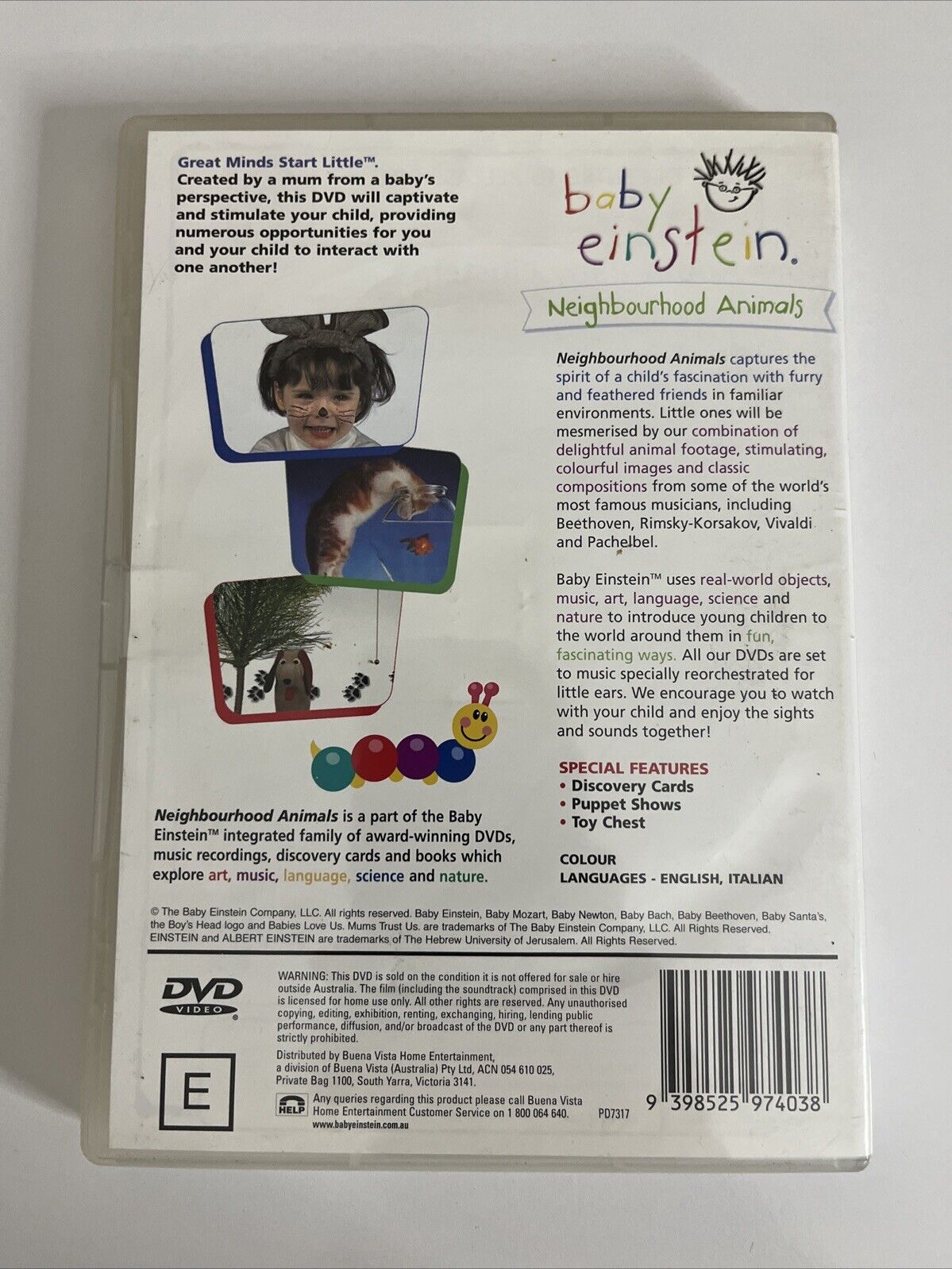 Baby Einstein Neighborhood Animals (DVD, 2004) Early Education Disney All Region