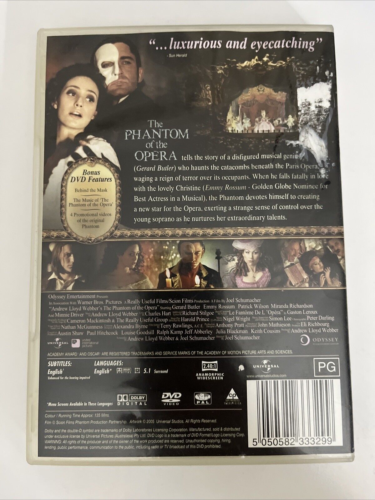 The Phantom of the Opera (DVD, 2004) Emmy Rossum, Gerard Butler  Region 4