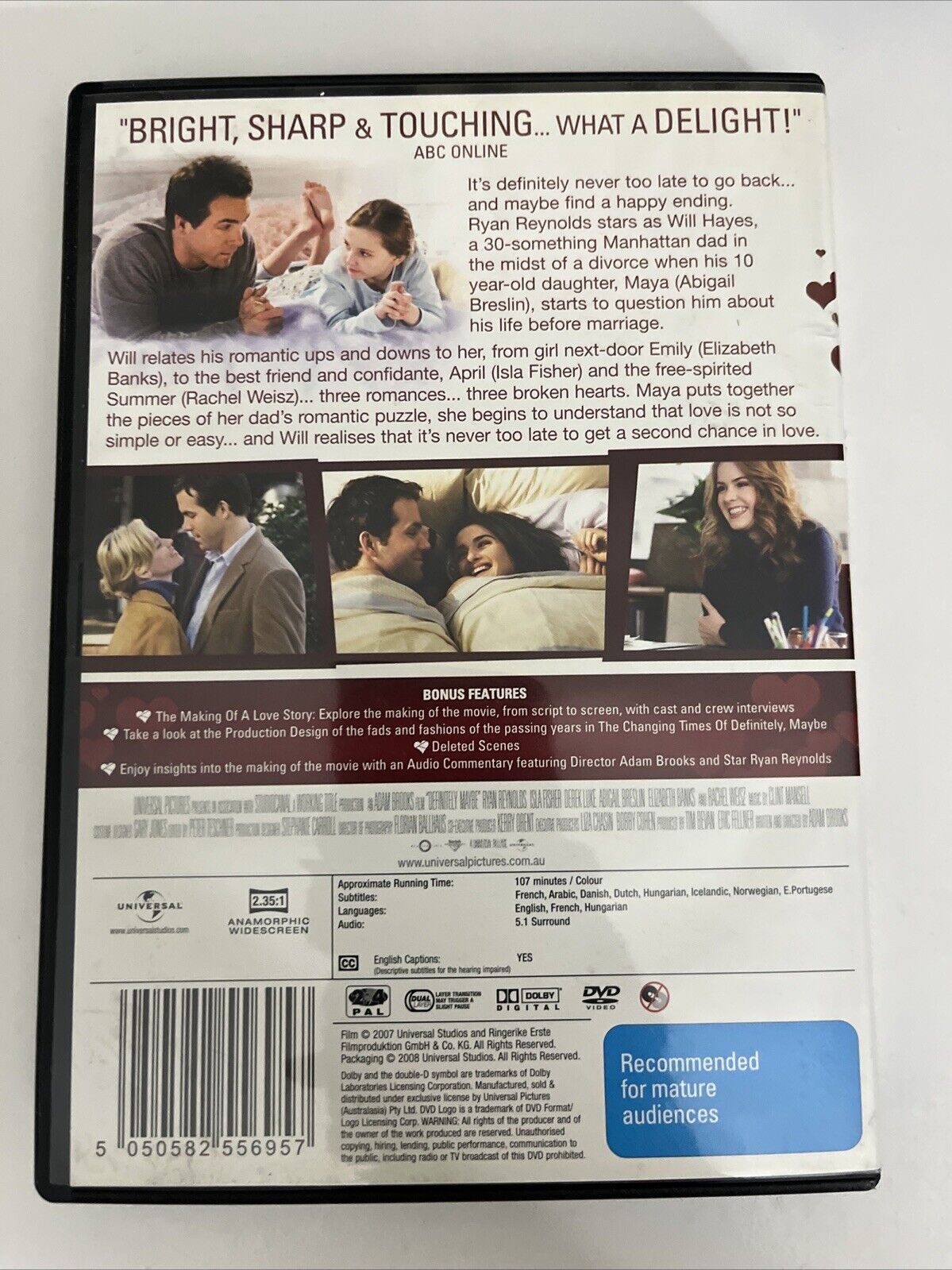 Definitely, Maybe (DVD, 2008) Rachel Weisz, Ryan Reynolds, Isla Fisher Region 4