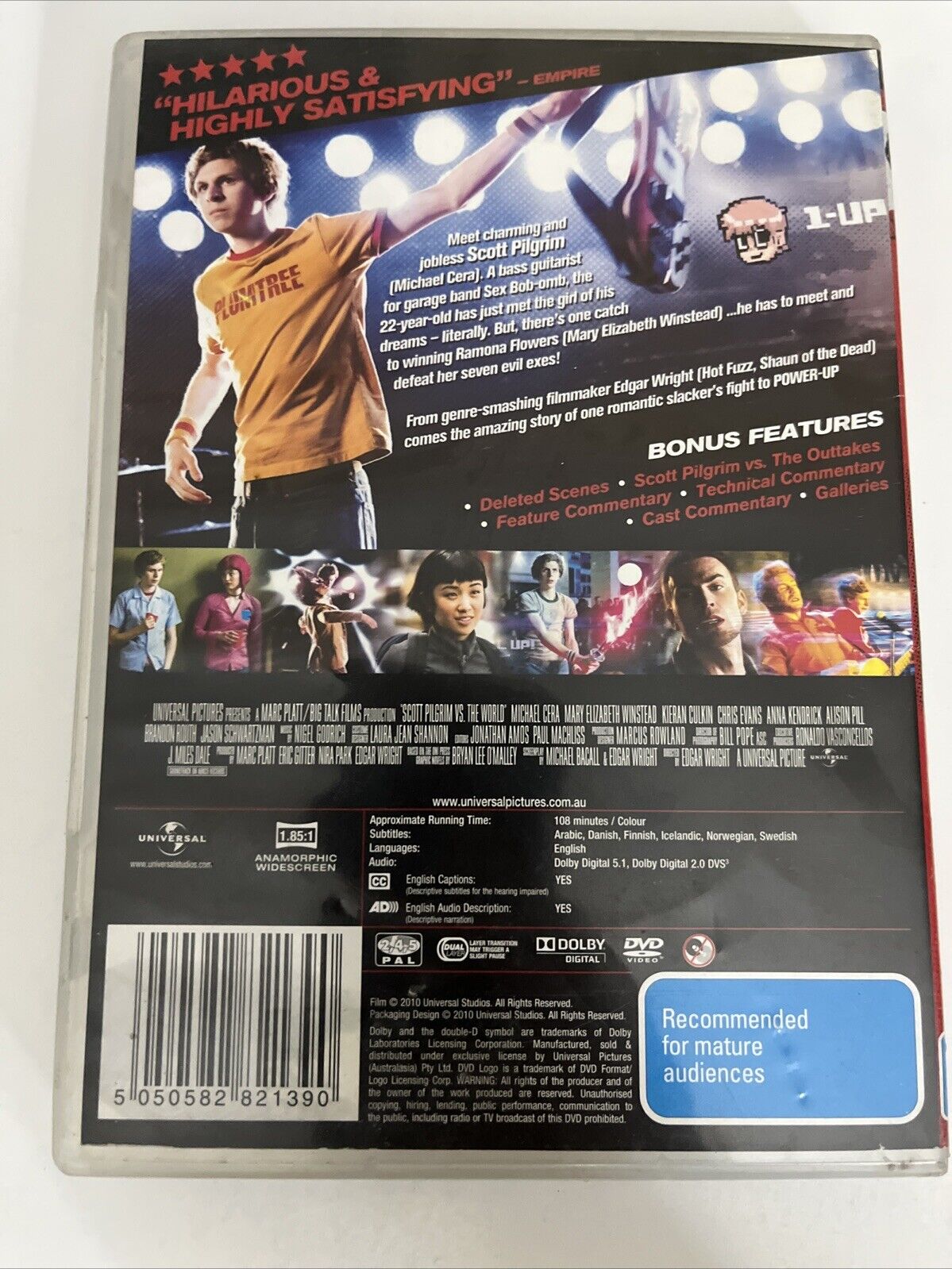 Scott Pilgrim Vs the World (DVD, 2010) Michael Cera  Region 4