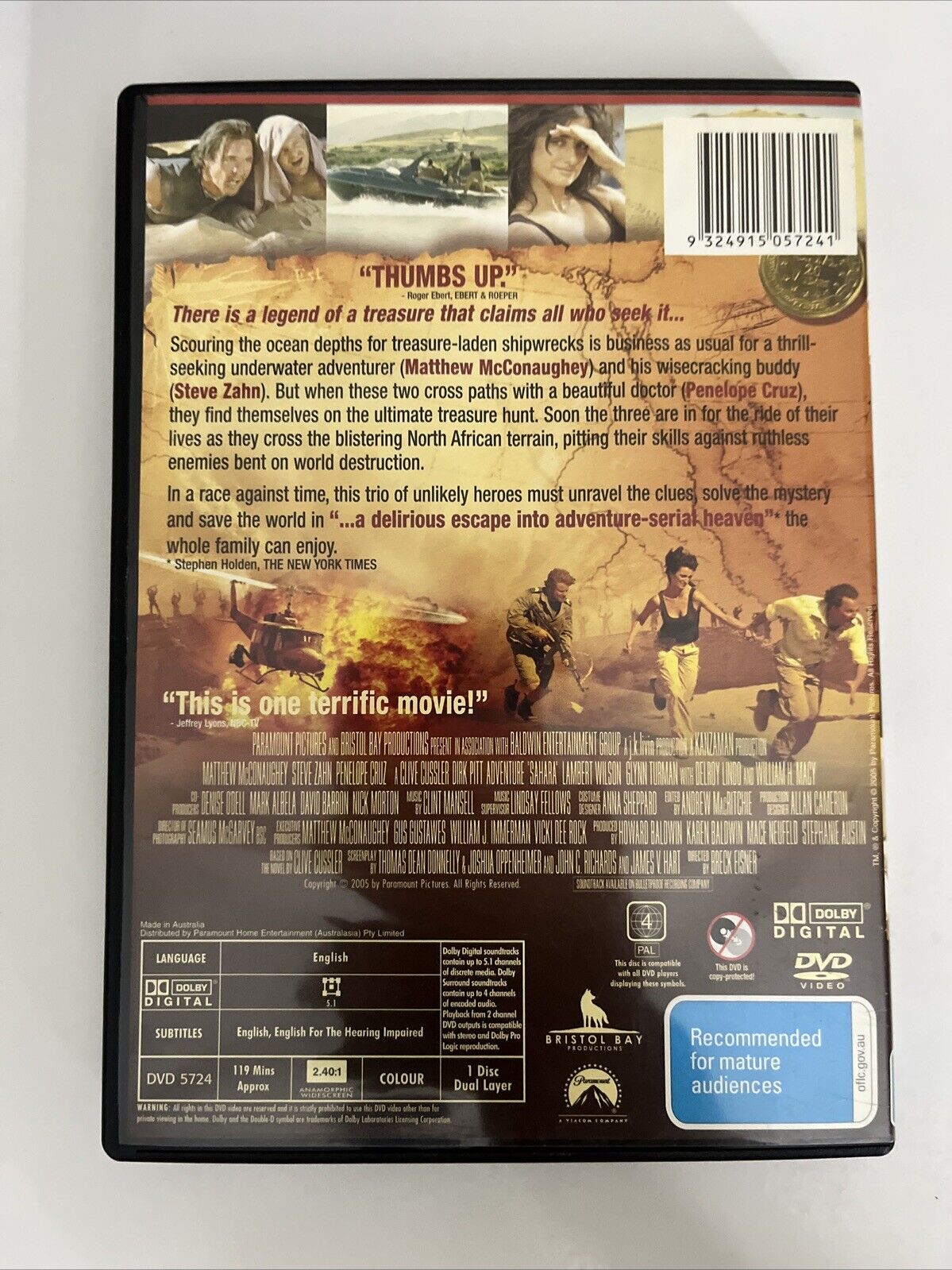 Sahara (DVD, 2005) Matthew McConaughey, Steve Zahn, Penelope Cruz  Region 4