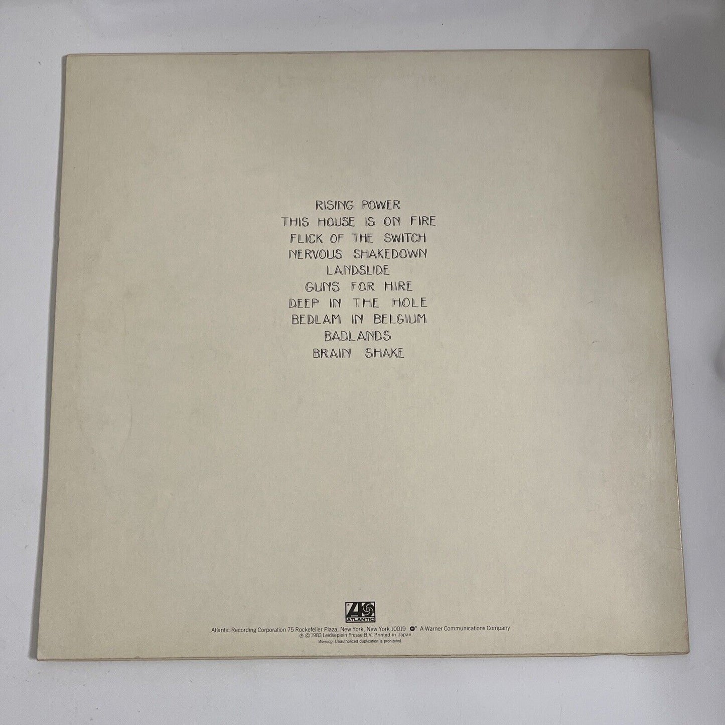 Flick Of The Switch by AC/DC LP 1983 Vinyl Record Atlantic P-11399