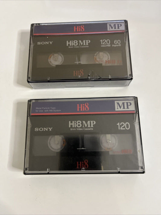 2x Sony Hi8 MP 120 Minute Video8 Video Cassette Made in Japan NEW Sealed