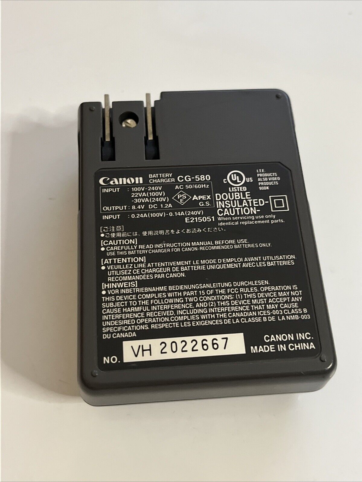 Genuine Canon Camera Battery Charger CG-580 for Canon BP-511A BP-511 Battery