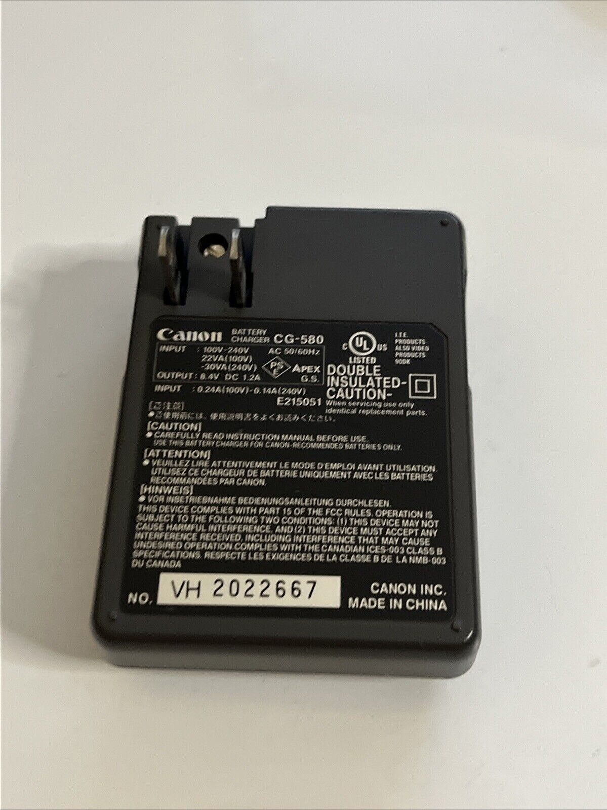 Genuine Canon Camera Battery Charger CG-580 for Canon BP-511A BP-511 Battery