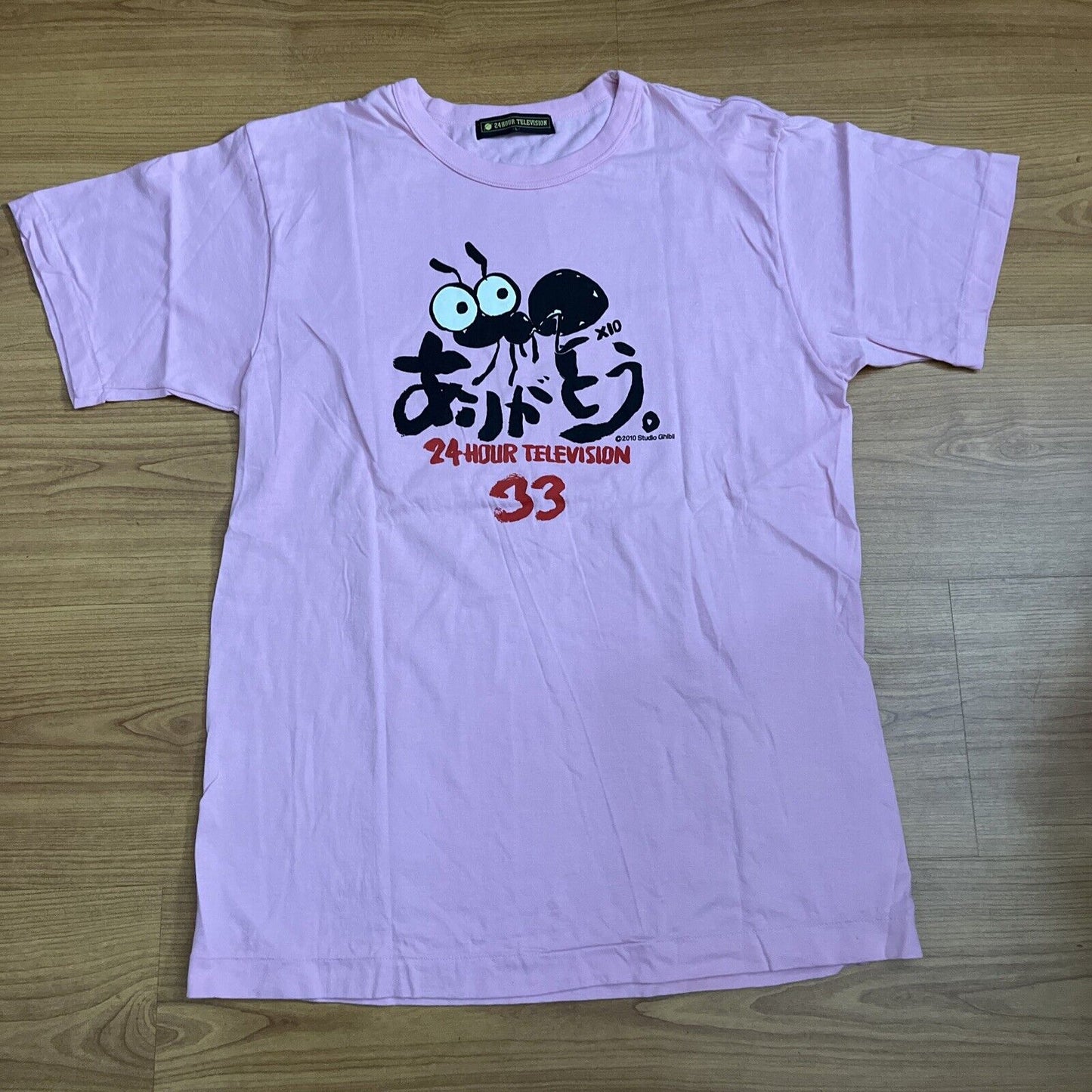 Genuine Studio Ghibli 24 Hour Television 33 Shirt Pink Large 2010 Short Sleeve