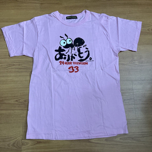 Genuine Studio Ghibli 24 Hour Television 33 Shirt Pink Large 2010 Short Sleeve