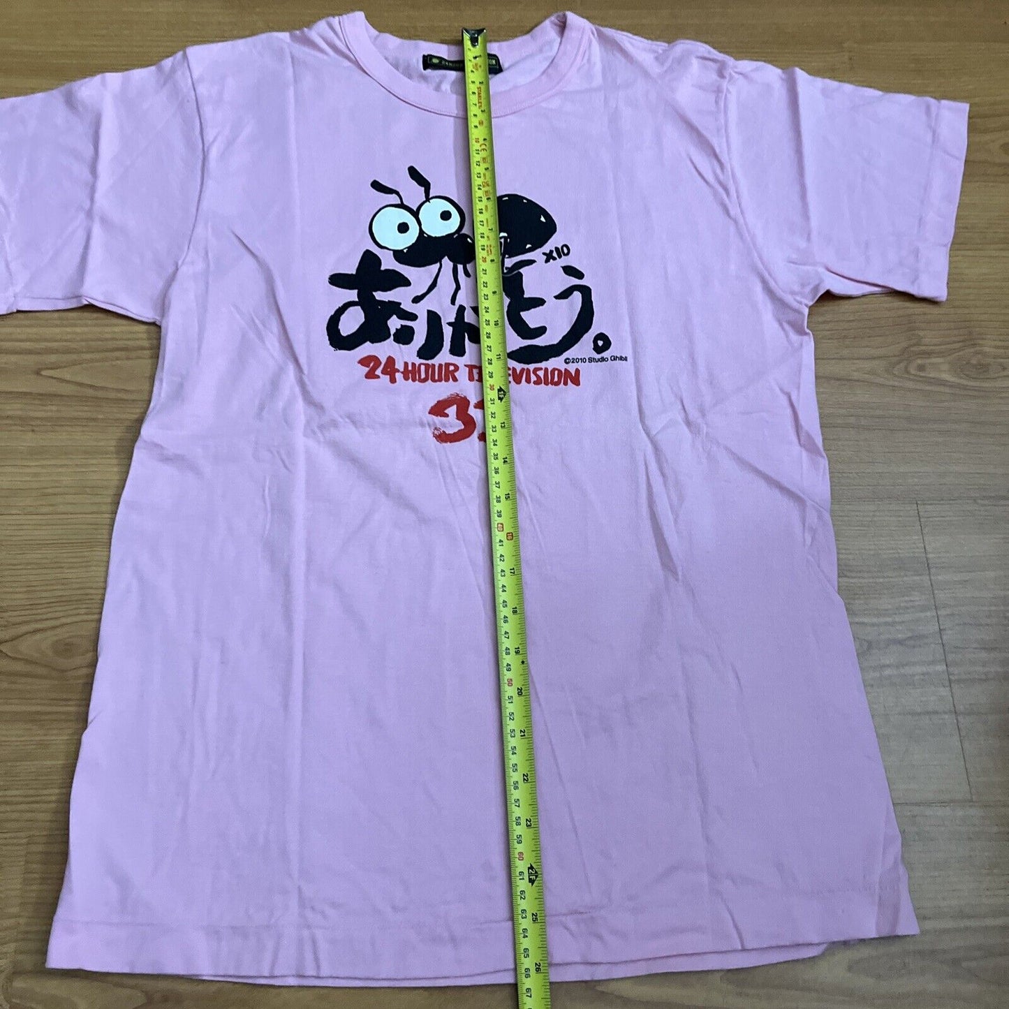 Genuine Studio Ghibli 24 Hour Television 33 Shirt Pink Large 2010 Short Sleeve