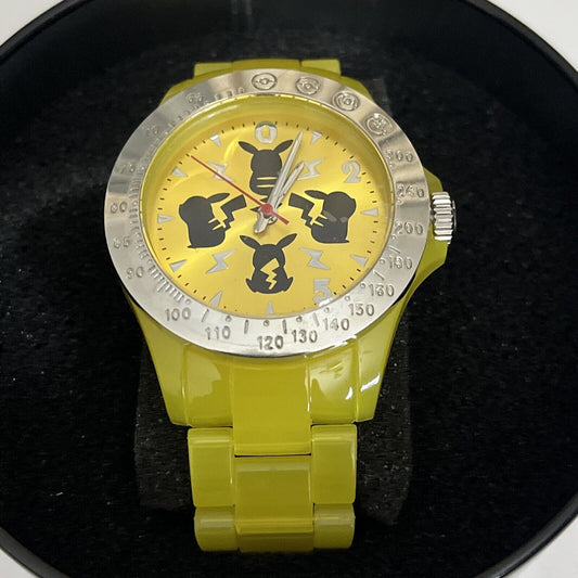 Official Pikachu Pokemon Wristwatch Yellow Silver Analog Watch 1025009  NEW