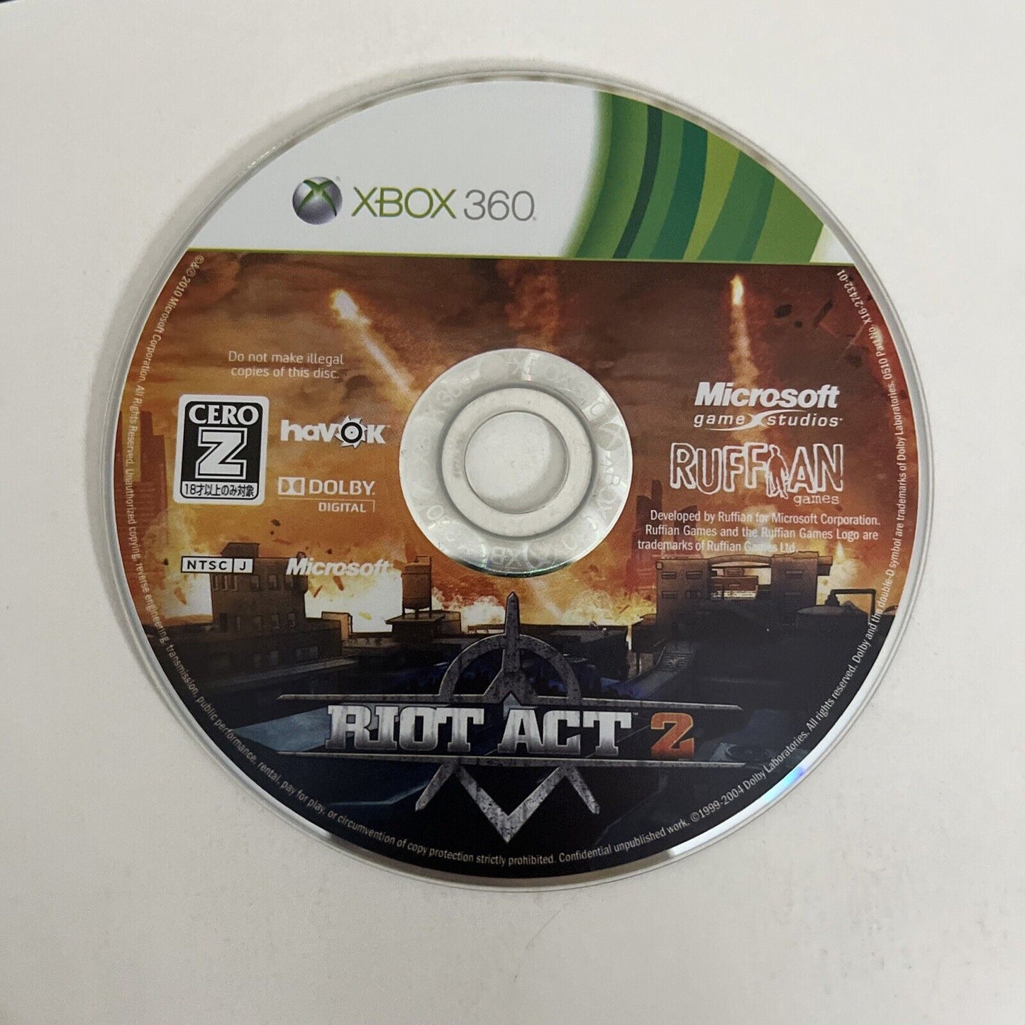 Riot Act 2 (Crackdown) Microsoft XBOX 360 NTSC-J JAPAN 2010 Game Complete