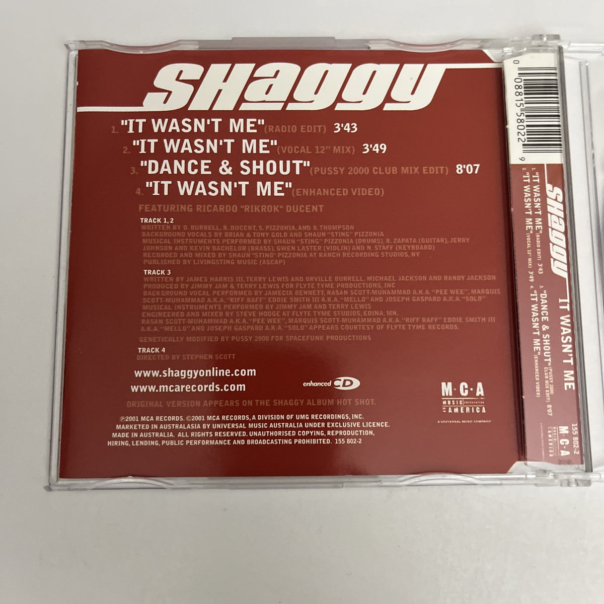 Shaggy Singer Rik Rok Shaggy, Rik Rok – It Wasn't Me (CD, 2001) Single MCA Records 155 802-2 ...