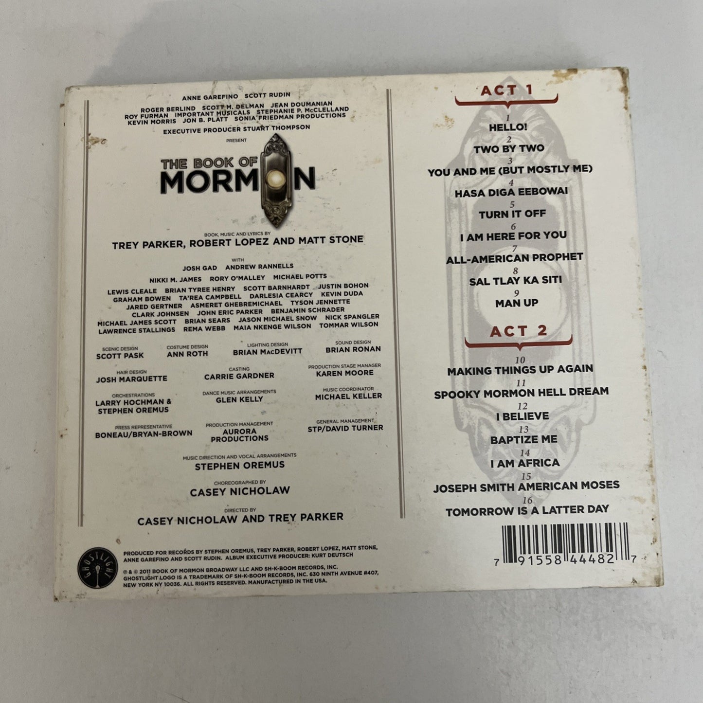 Trey Parker, Robert Lopez, Matt Stone – The Book Of Mormon (CD, 2011)  Digipak