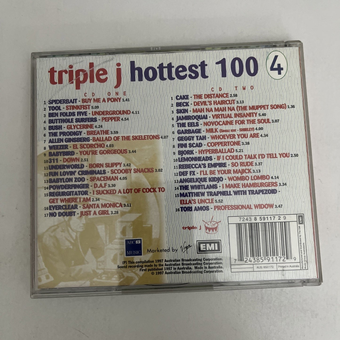 Triple J Hottest 100 4 (CD, 1997, 2-Disc) ABC 7243 8 59117 2 9