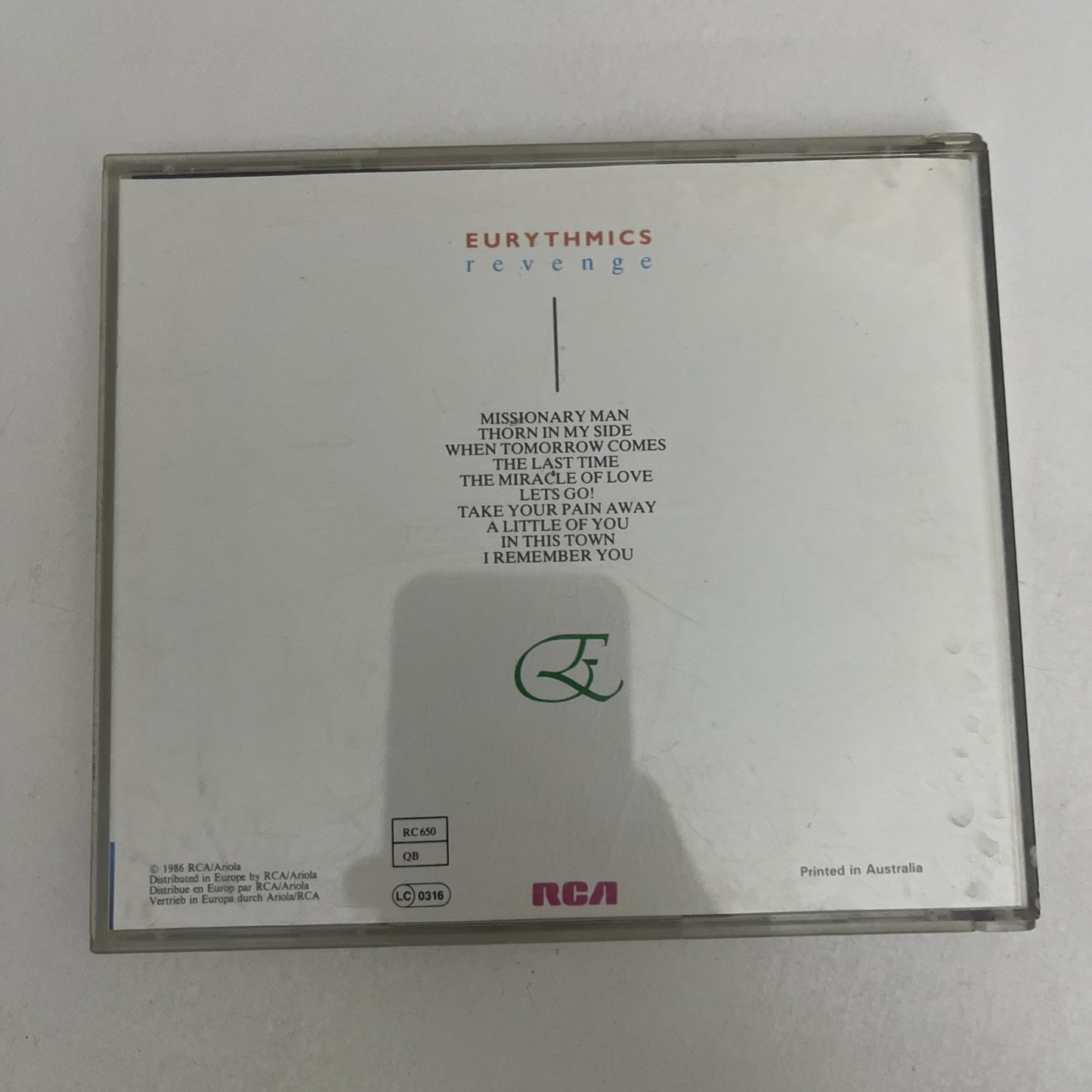Eurythmics – Revenge (CD, 1986) Album RCA PCD1 5847
