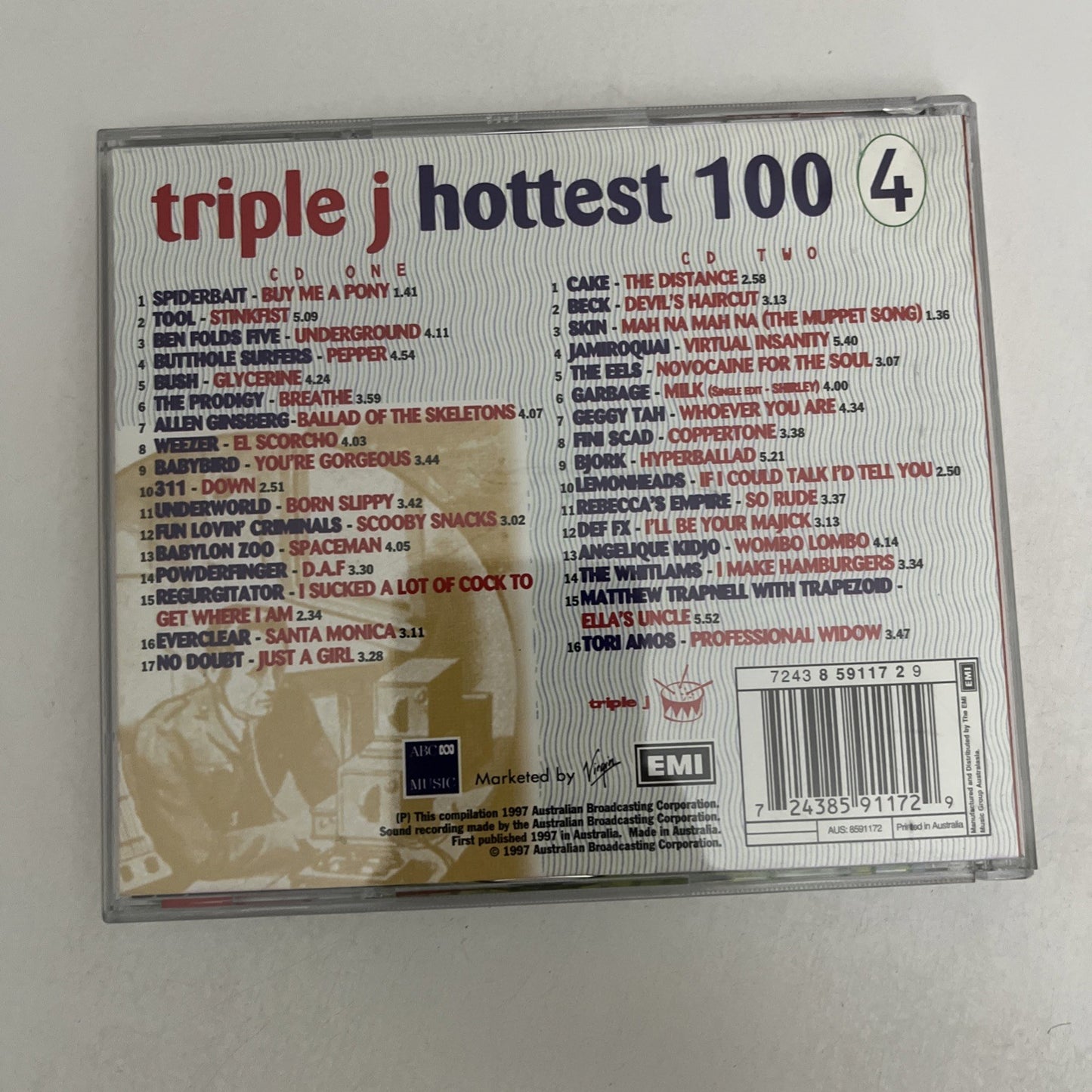 Triple J Hottest 100 4 (CD, 1997, 2-Disc) Australia 7243 8 59117 2 9