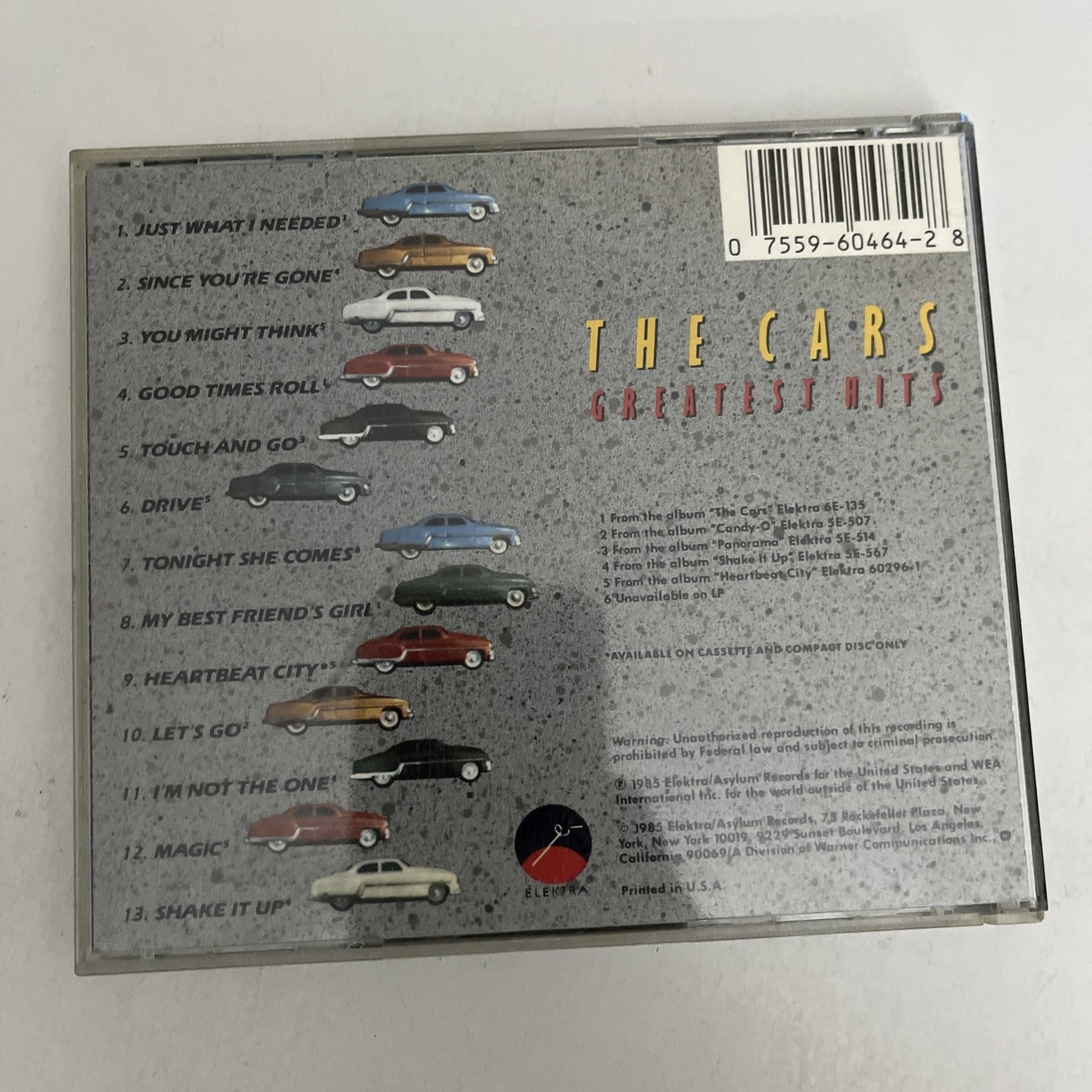 The Cars – The Cars Greatest Hits (CD, 1985) US Album 60464-2