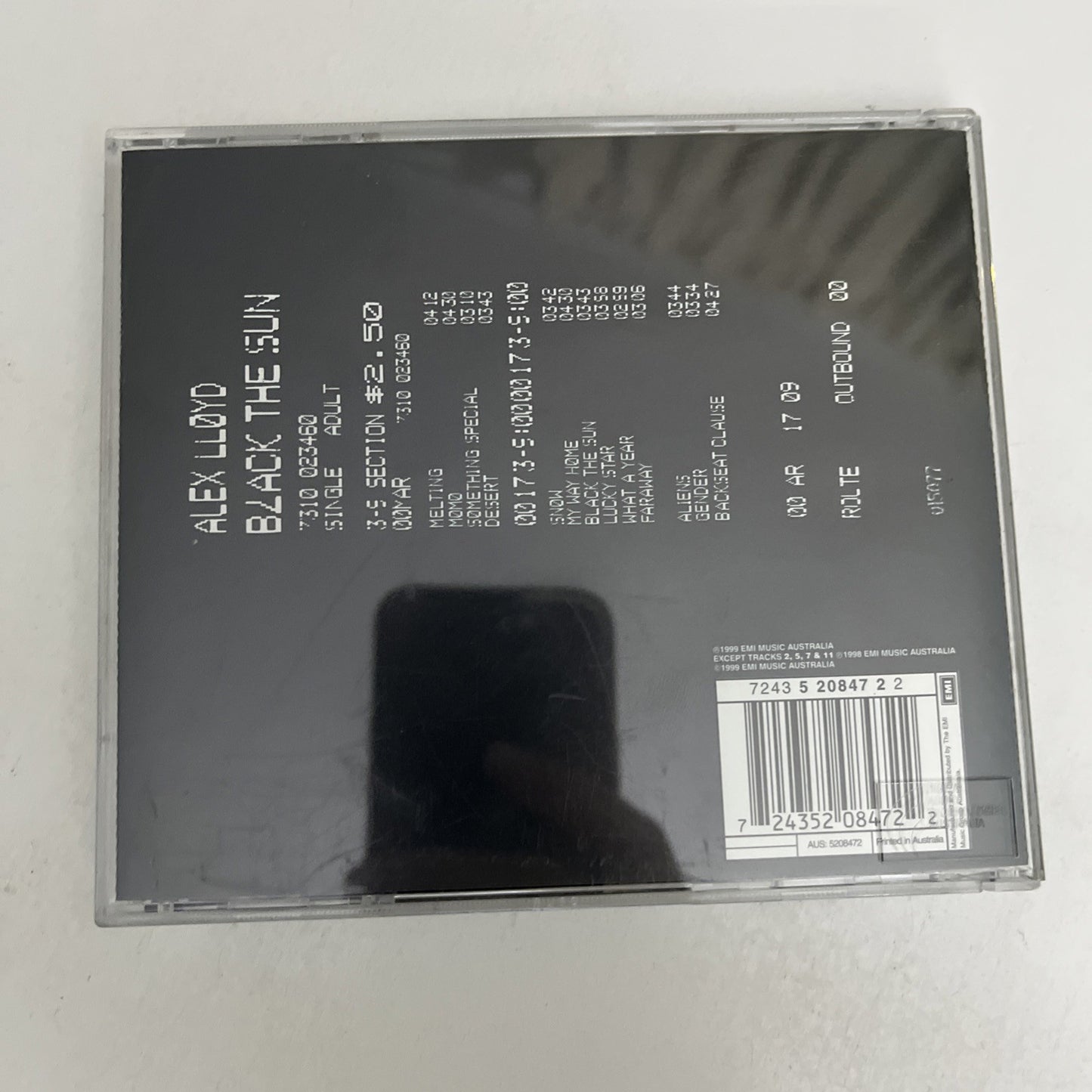 Alex Lloyd – Black The Sun (CD, 1999) Australia 7243 5 20847 2 2