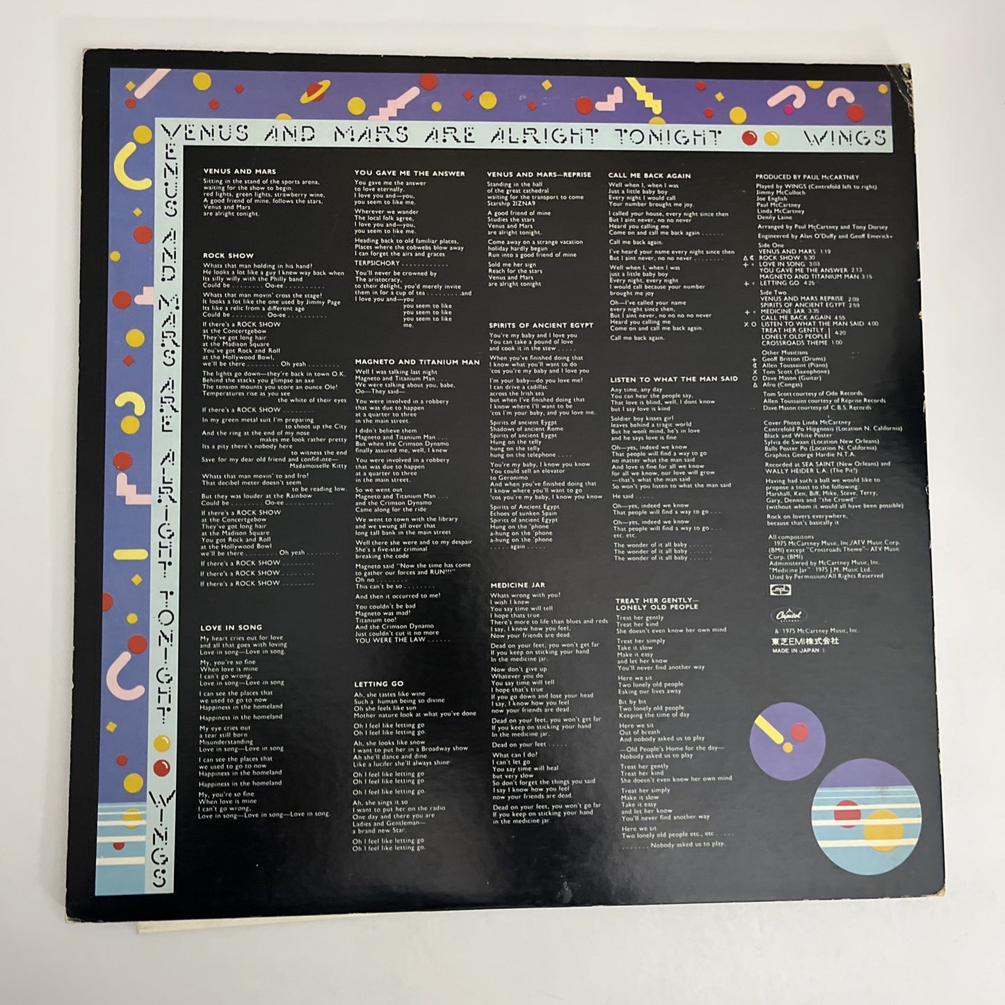 Wings (2) – Venus And Mars (Vinyl, 1975) Japan Gatefold LP EPS-80236