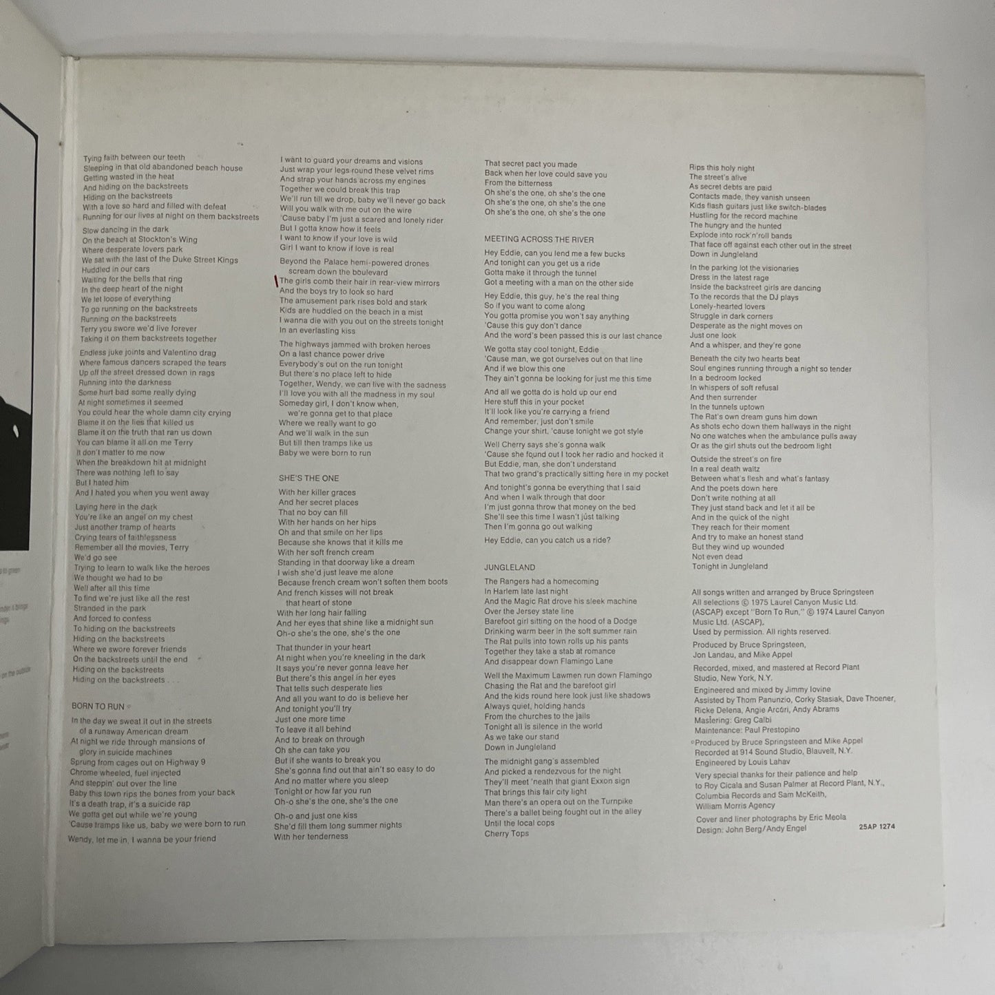 Bruce Springsteen – Born To Run (Vinyl, 1978) Japan LP Gatefold Album 25AP 1274