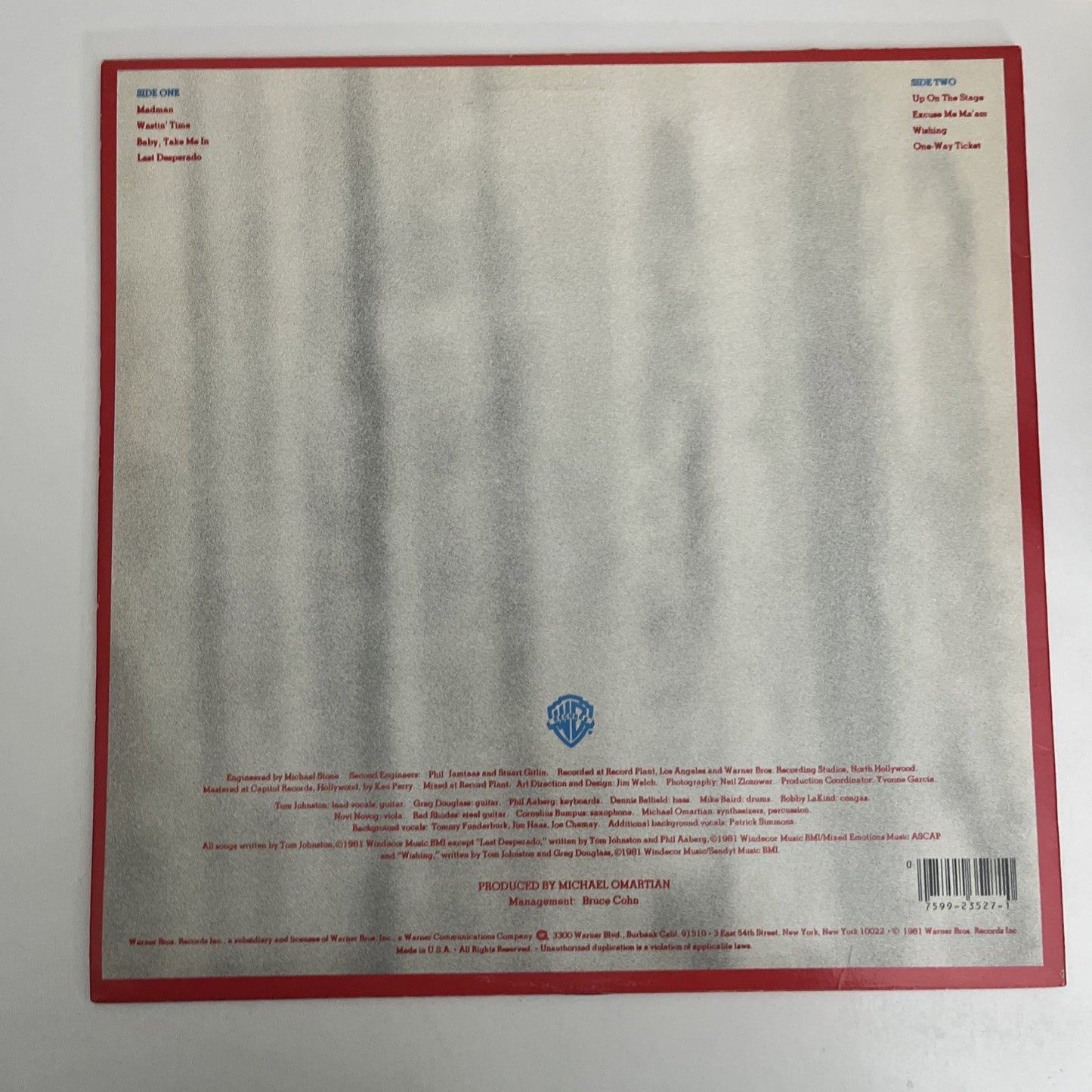 Tom Johnston – Still Feels Good (Vinyl, 1981) US LP Album Record BSK 3527