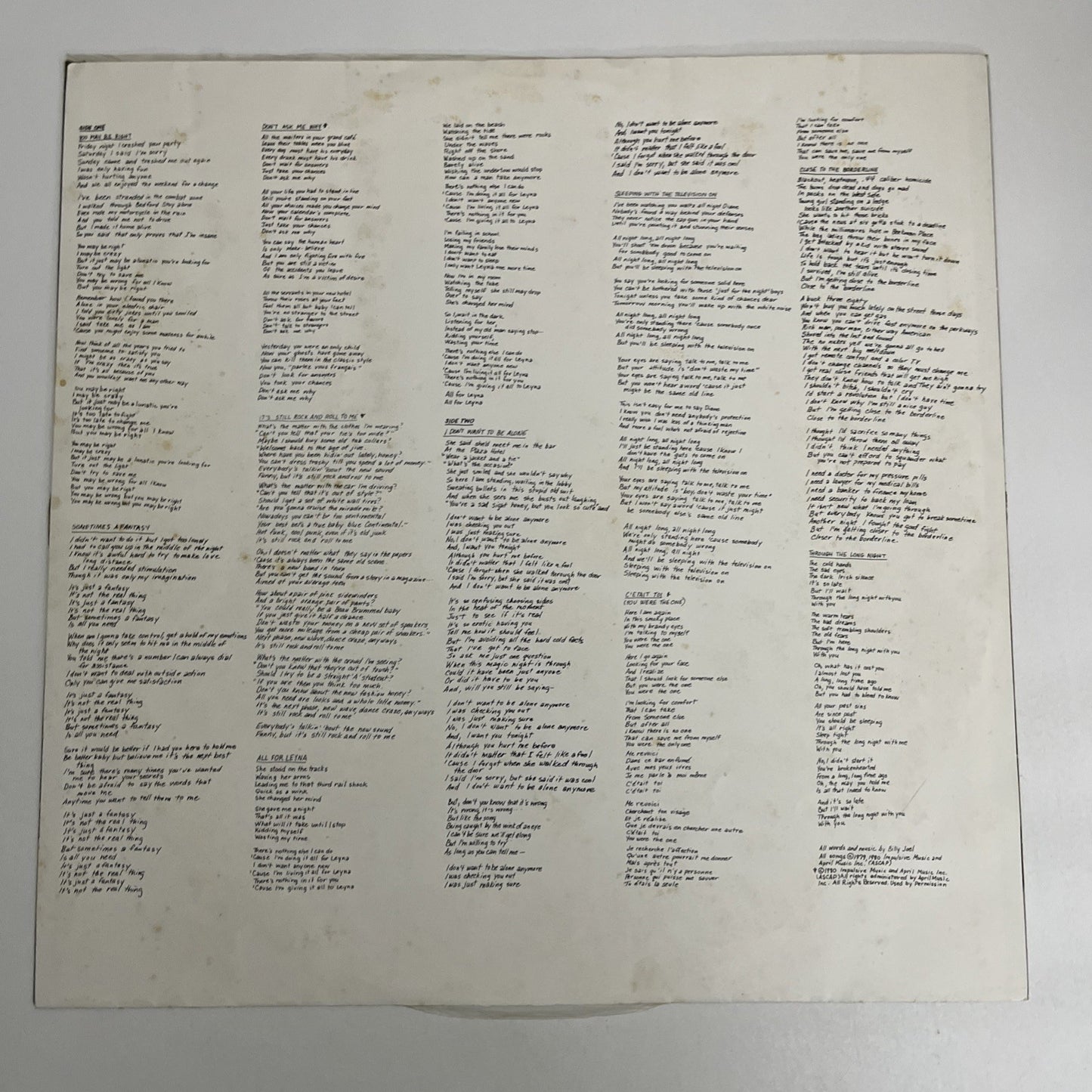 Billy Joel – Glass Houses (Vinyl, 1980) Japan Album LP Record 25AP 1800