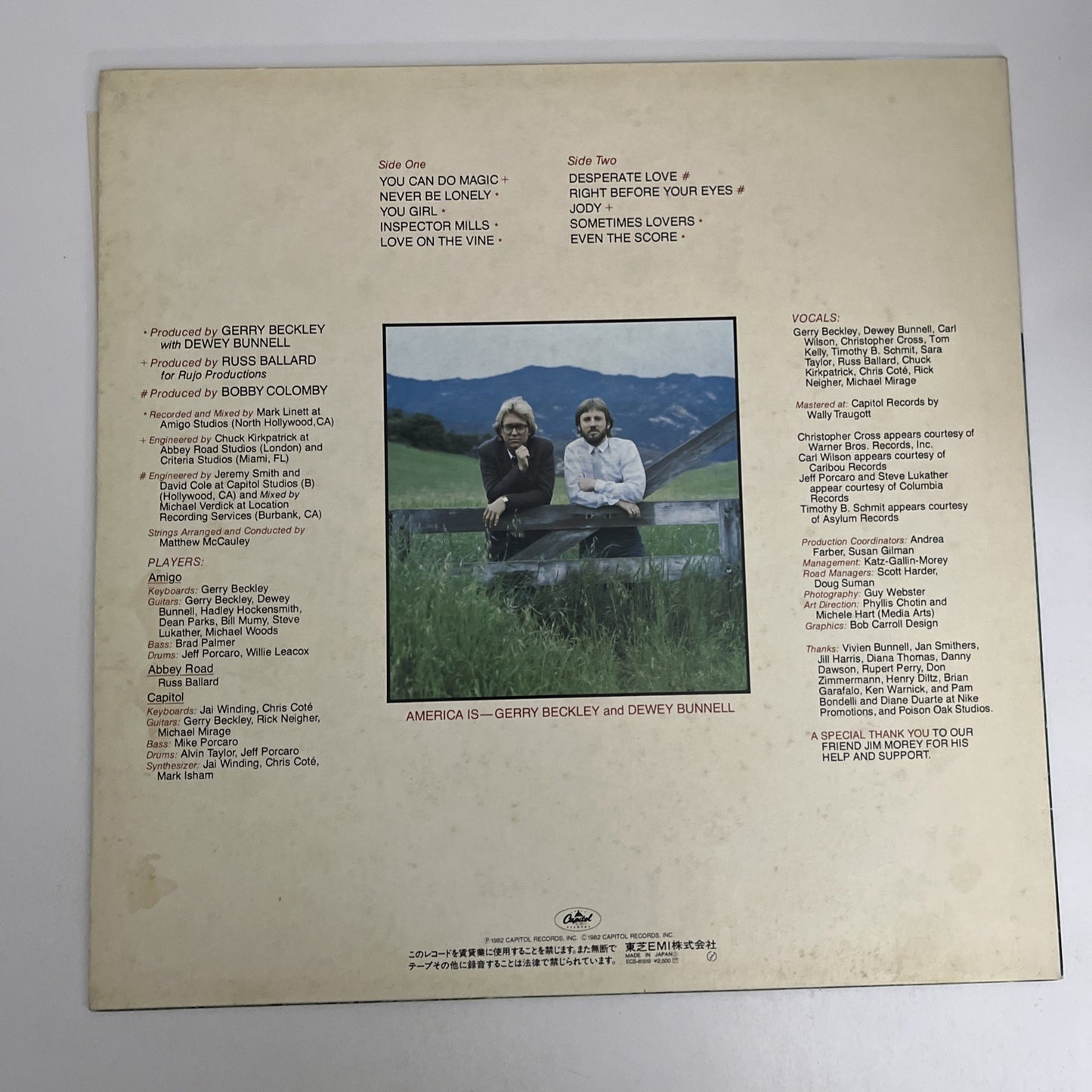 America – View From The Ground (Vinyl, 1982) Japan LP Album Record ECS-81519