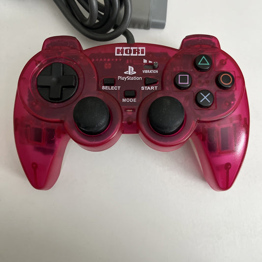 Hori PlayStation PS2 PS1 Analog Sindou Fighting Controller Red Clear