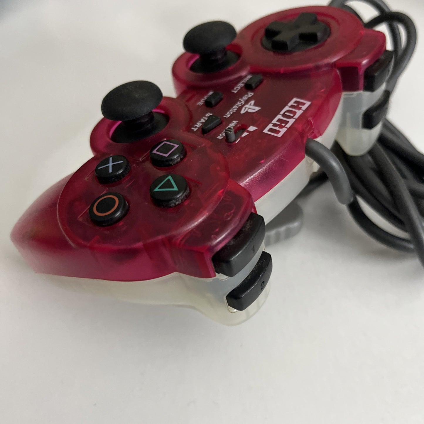 Hori PlayStation PS2 PS1 Analog Sindou Fighting Controller Red Clear