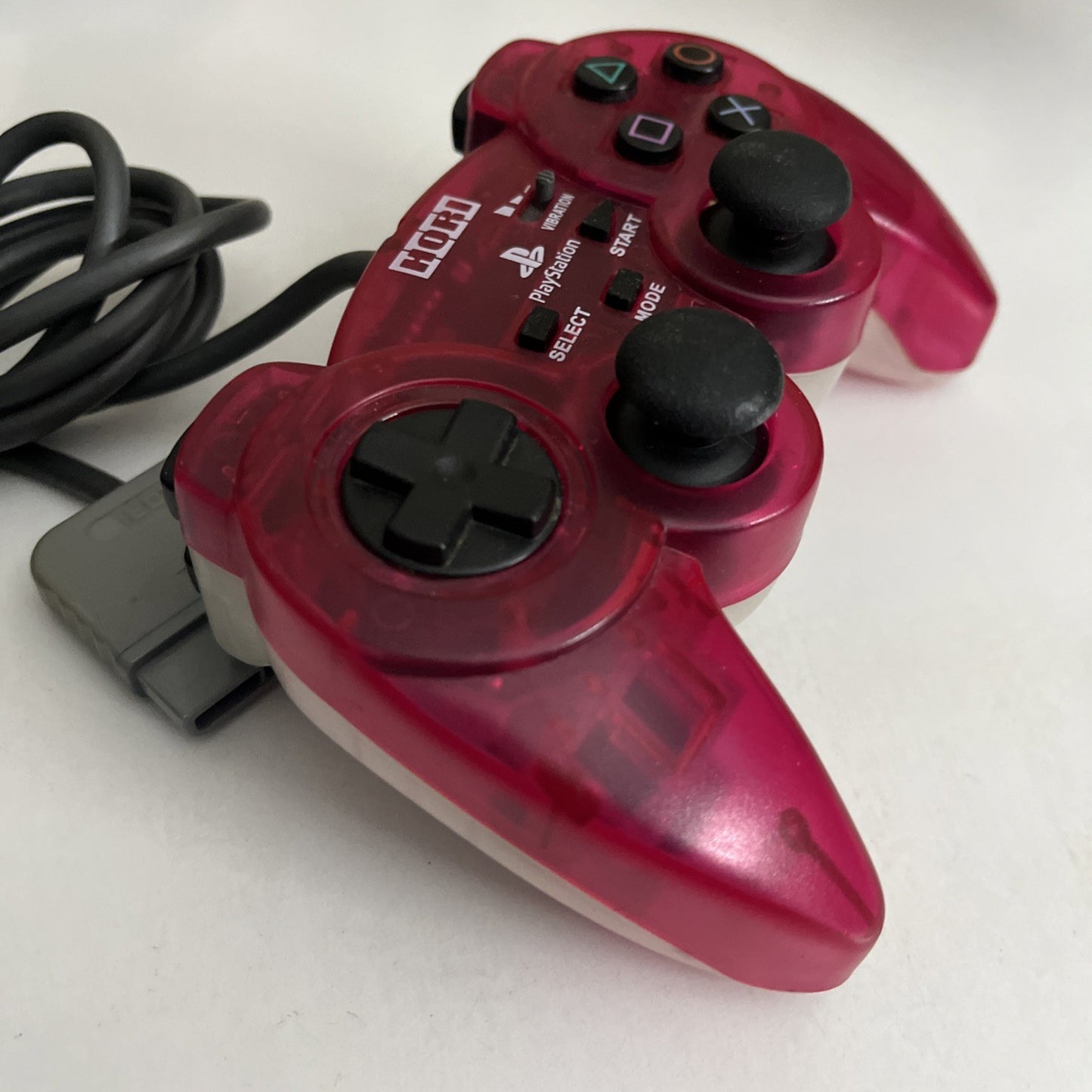Hori PlayStation PS2 PS1 Analog Sindou Fighting Controller Red Clear