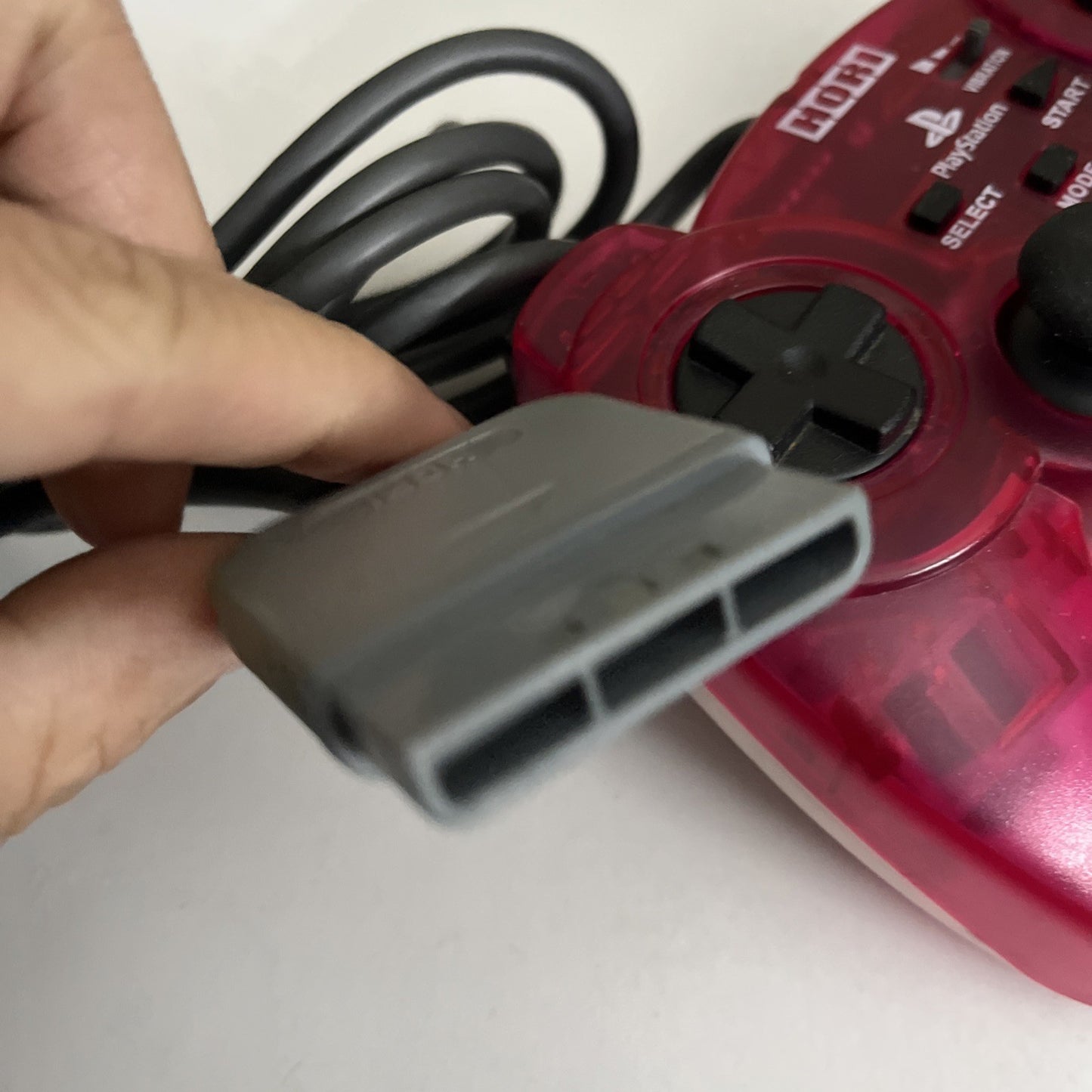 Hori PlayStation PS2 PS1 Analog Sindou Fighting Controller Red Clear