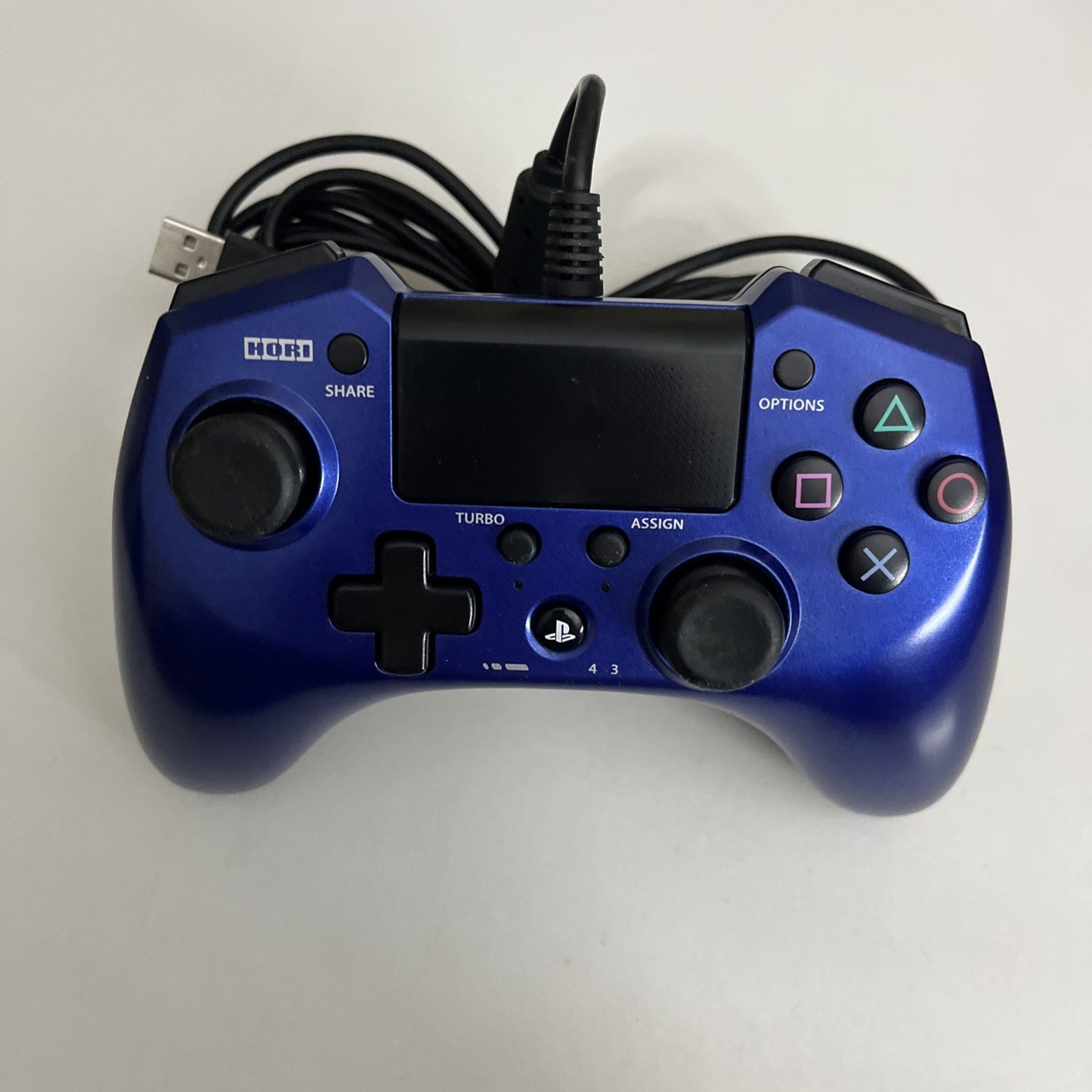 Hori Horipad FPS+ Sony PS4 PS3 Controller Rapid Fire Function USB Wired Blue