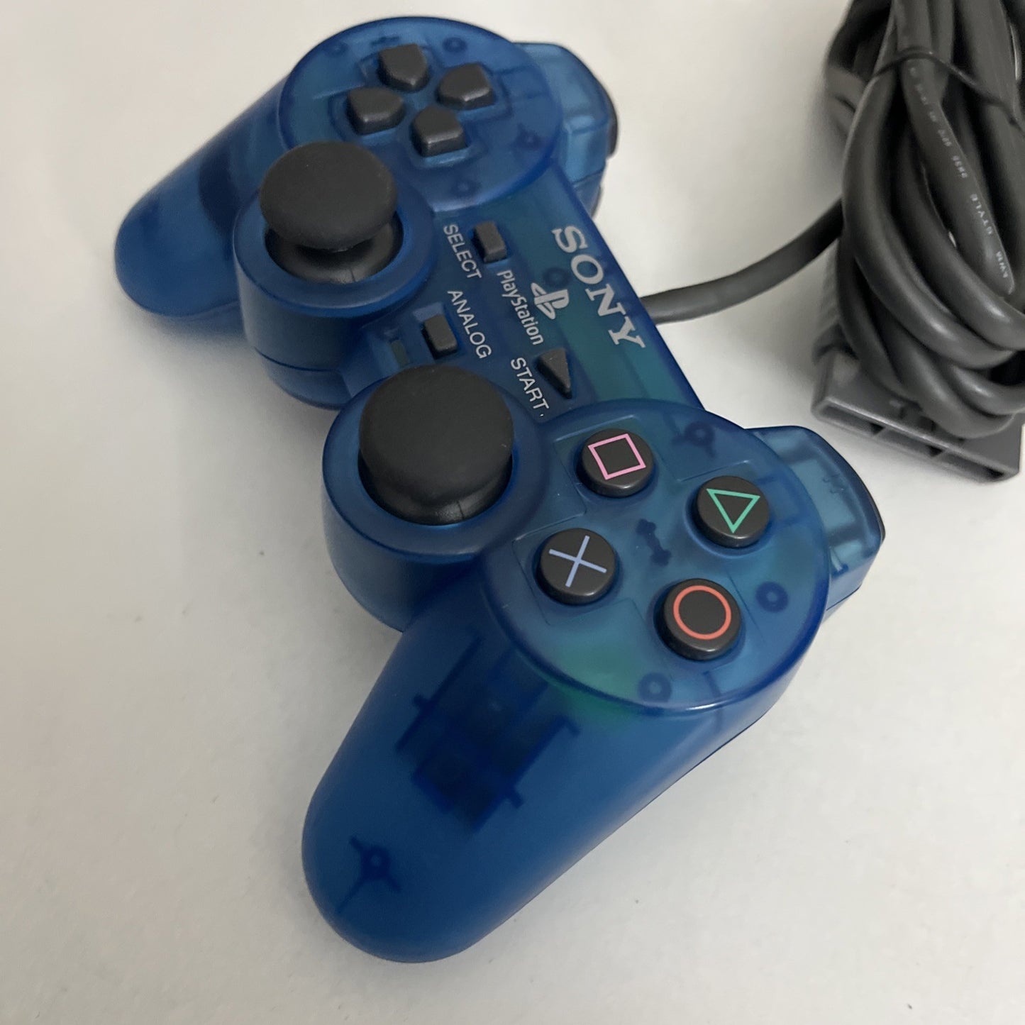 Genuine Sony PlayStation PS1 PS2 Dual Shock Controller Clear Blue SCPH-1200