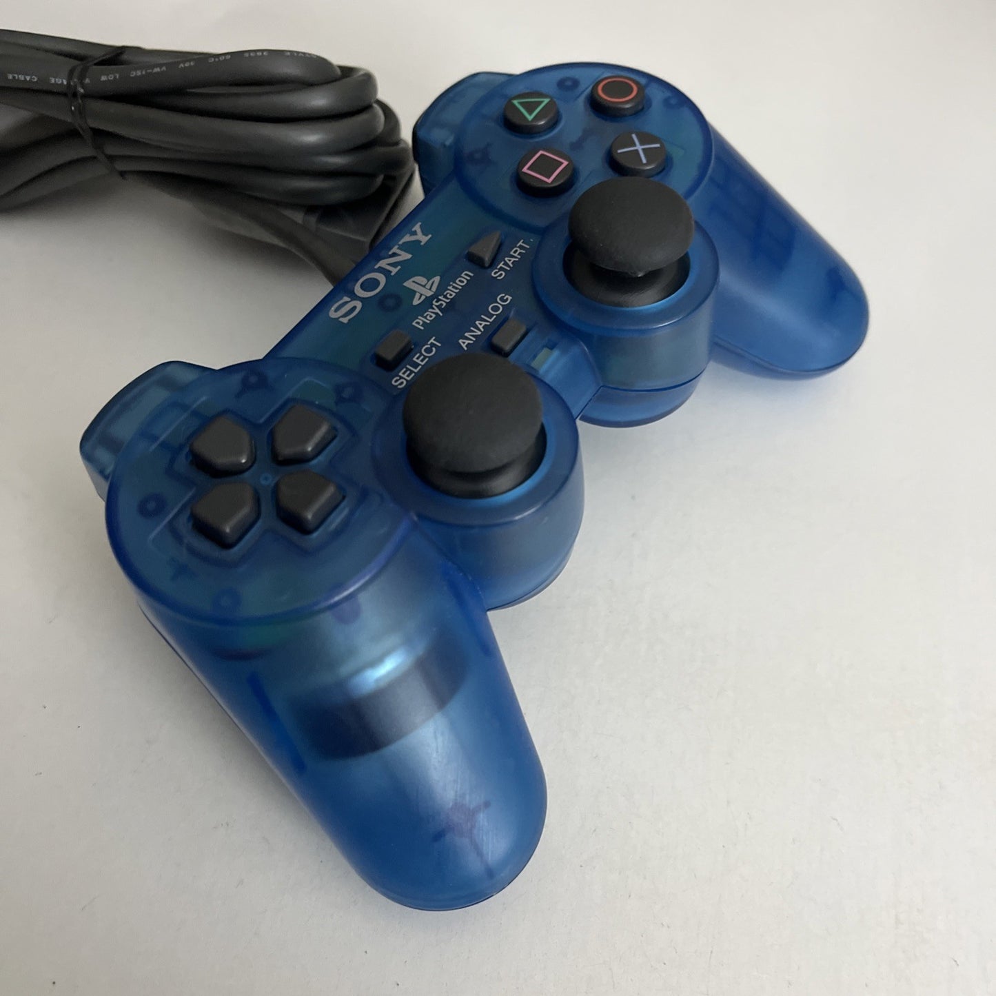 Genuine Sony PlayStation PS1 PS2 Dual Shock Controller Clear Blue SCPH-1200