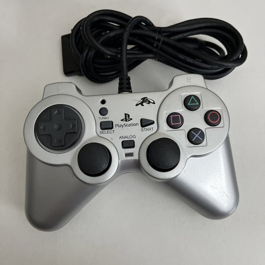 Fujiwork Analog Rensya PS2 Controller Silver With Turbo Rapid Fire