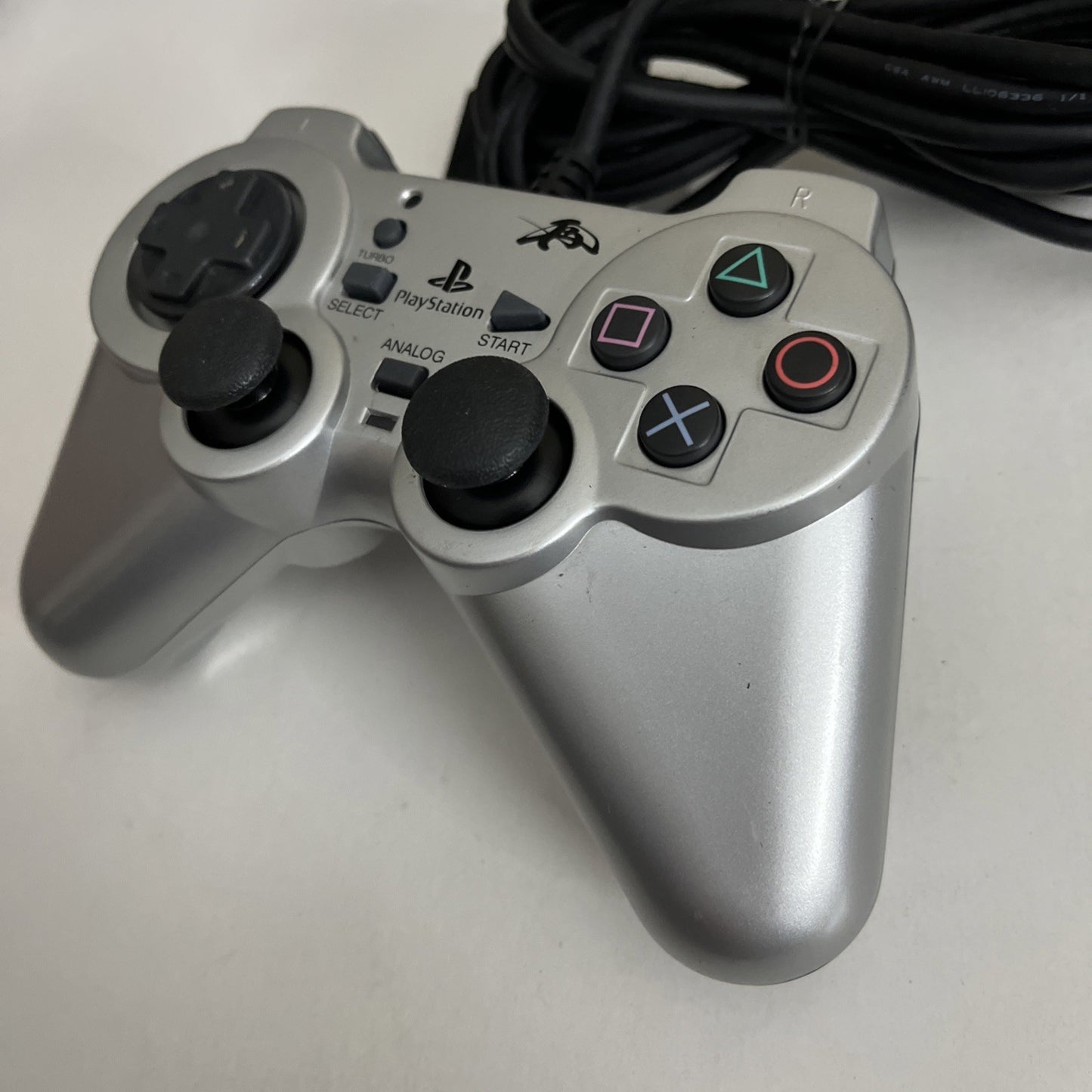 Fujiwork Analog Rensya PS2 Controller Silver With Turbo Rapid Fire