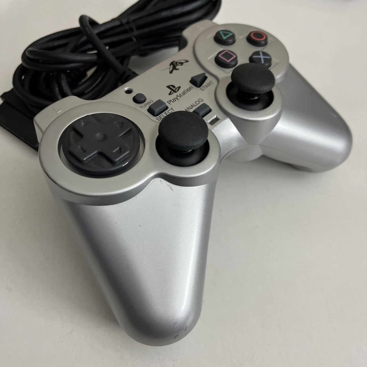 Fujiwork Analog Rensya PS2 Controller Silver With Turbo Rapid Fire