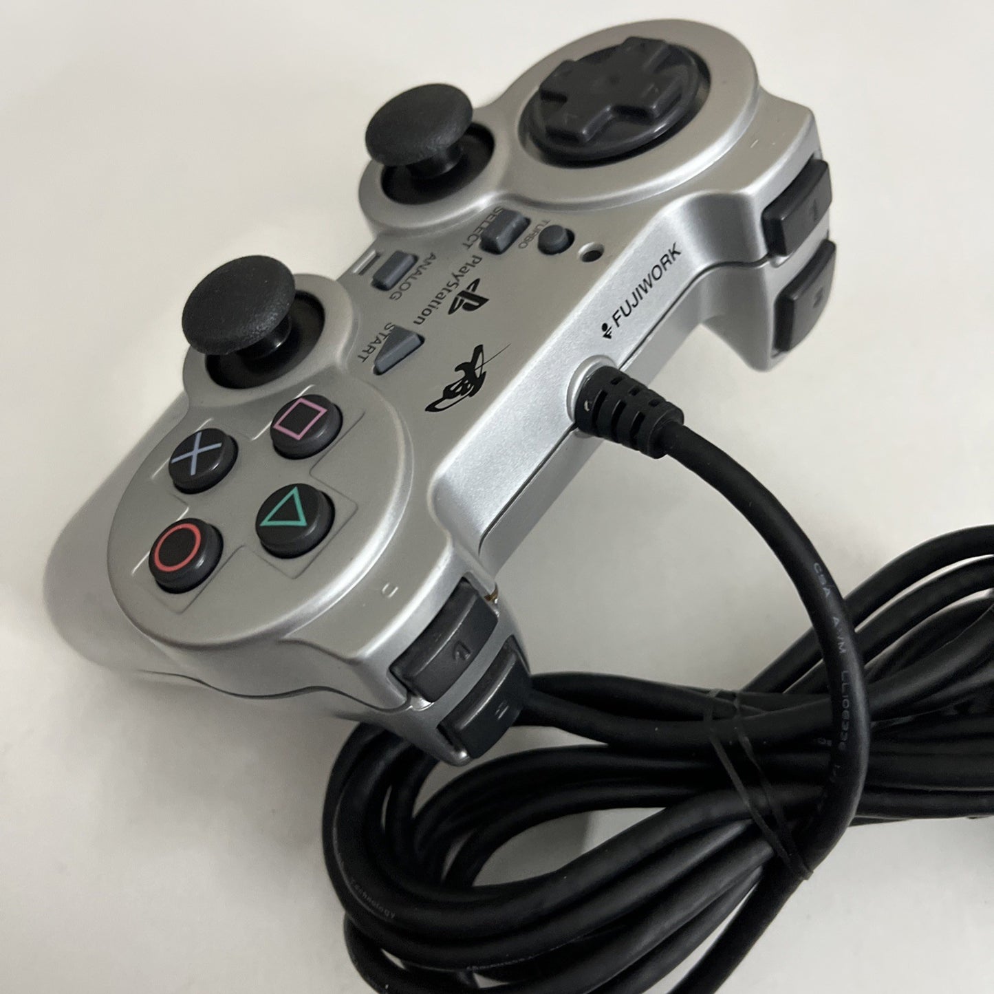 Fujiwork Analog Rensya PS2 Controller Silver With Turbo Rapid Fire