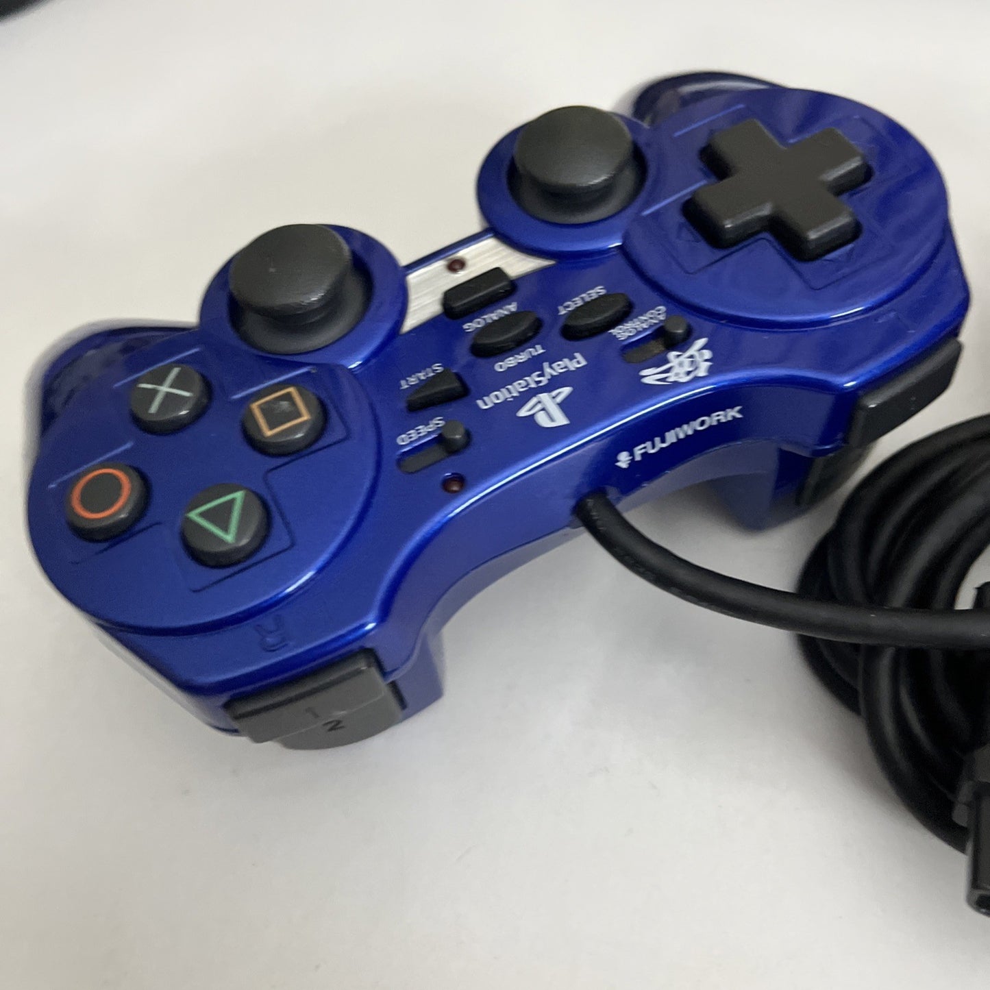 Fuijiwork PS2 PlayStation Controller Turbo Function Precise Analog Control Blue