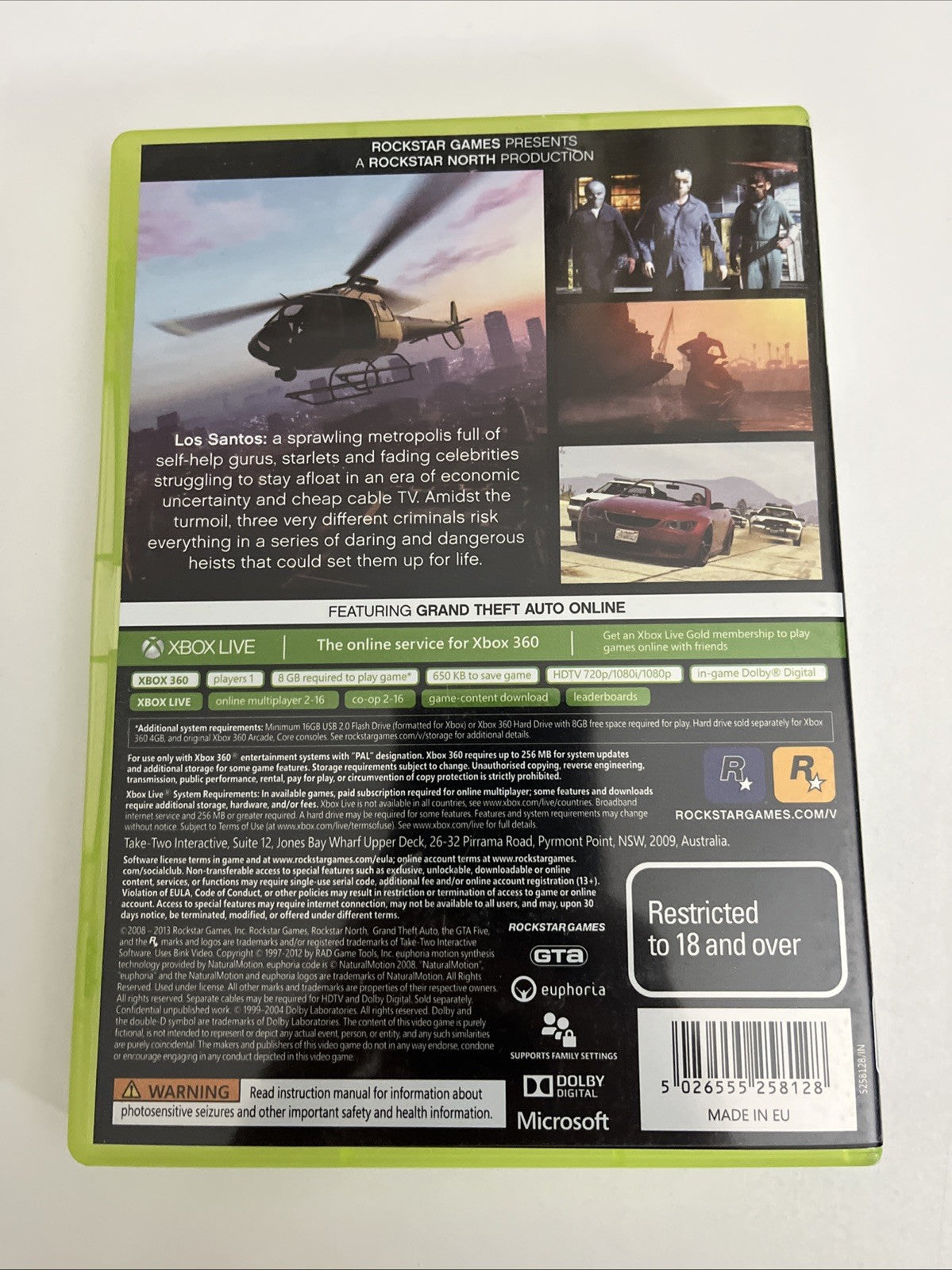 Grand Theft Auto V  Microsoft XBOX 360 2013 PAL Game Complete
