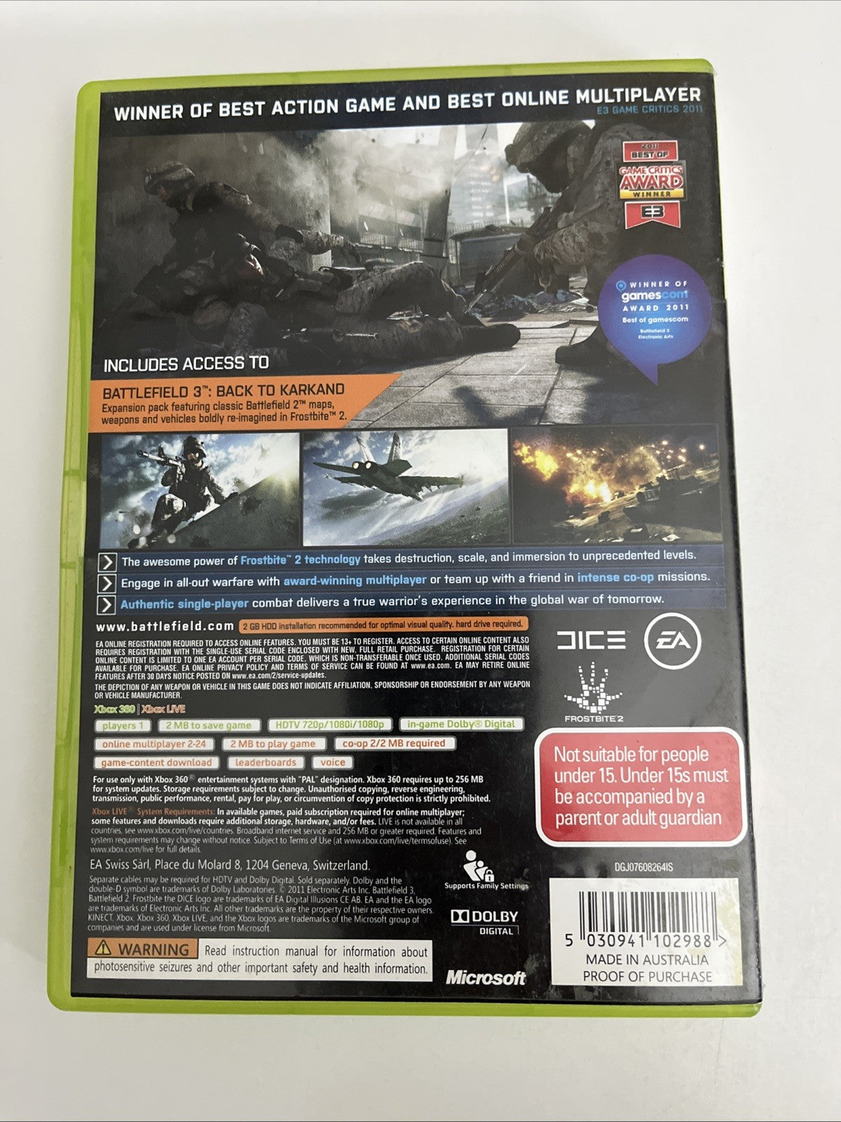 Battlefield 3 Limited Edition  Microsoft XBOX 360 PAL Shooter 2011 Game