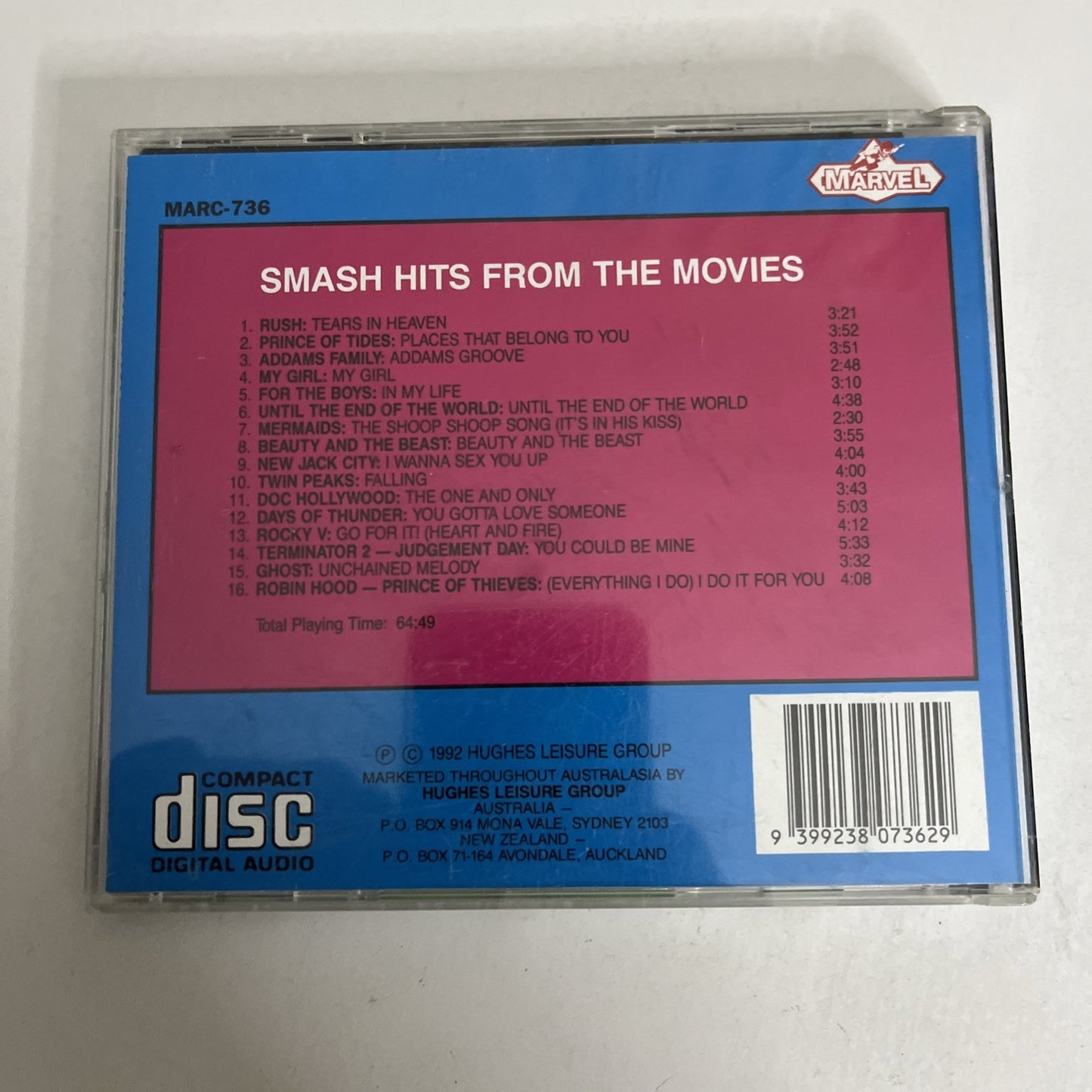 Smash Hits From The Movies (CD, 1992) Soundtrack Album
