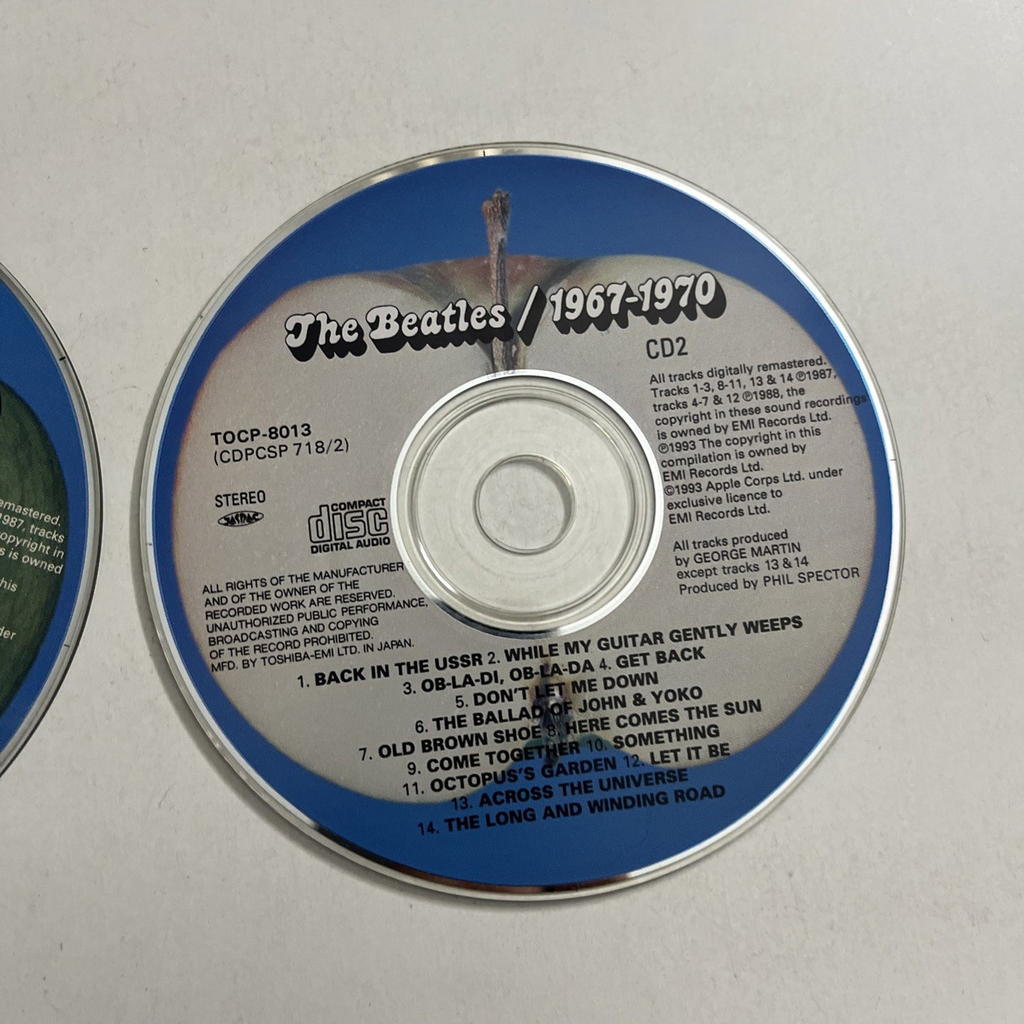 The Beatles – 1967-1970 (CD, 1993) Japan Obi +Booklet TOCP-8012-13