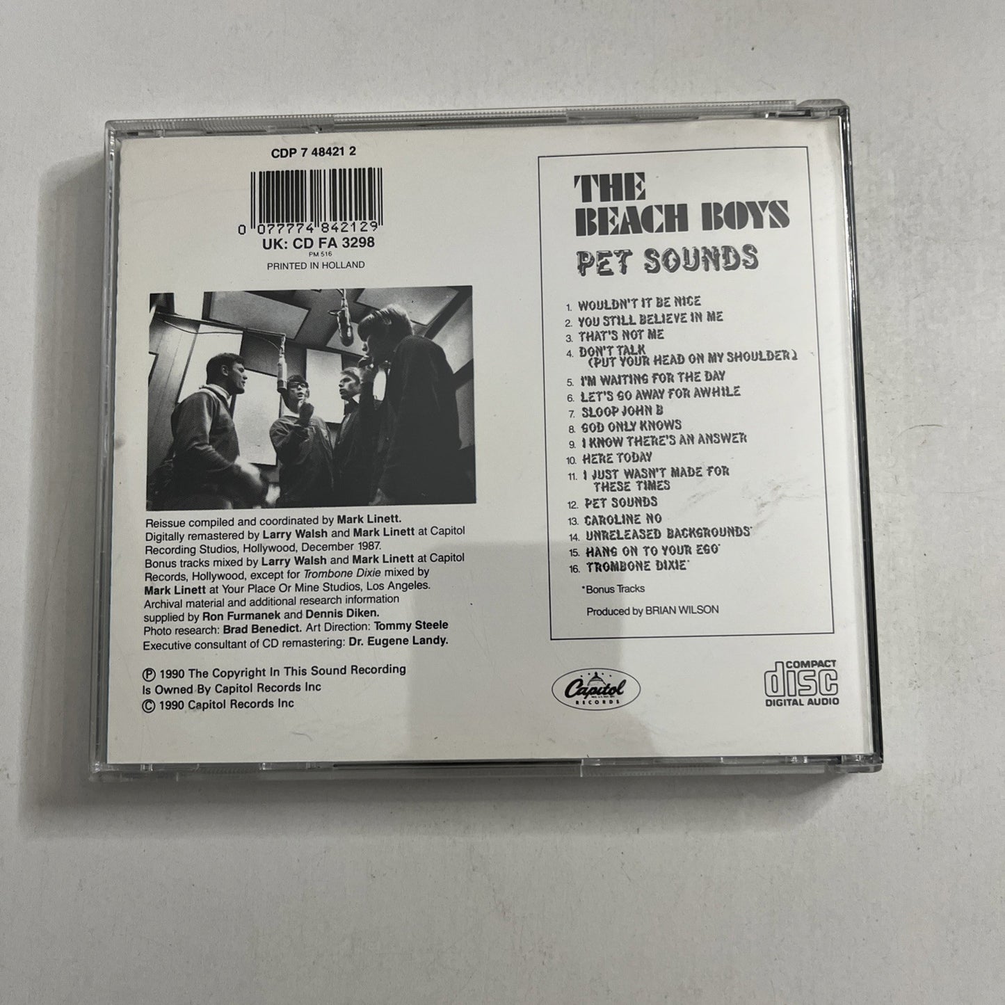 The Beach Boys – Pet Sounds (CD, 1990) UK & Europe CDP 7 48421 2